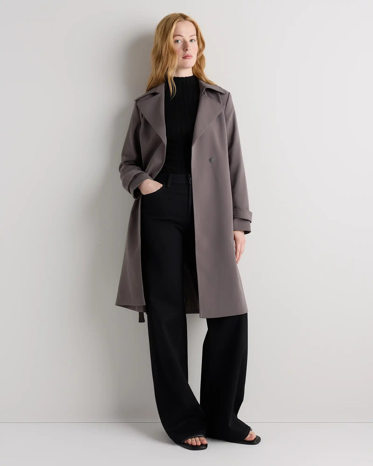 Stretch Crepe Trench Coat