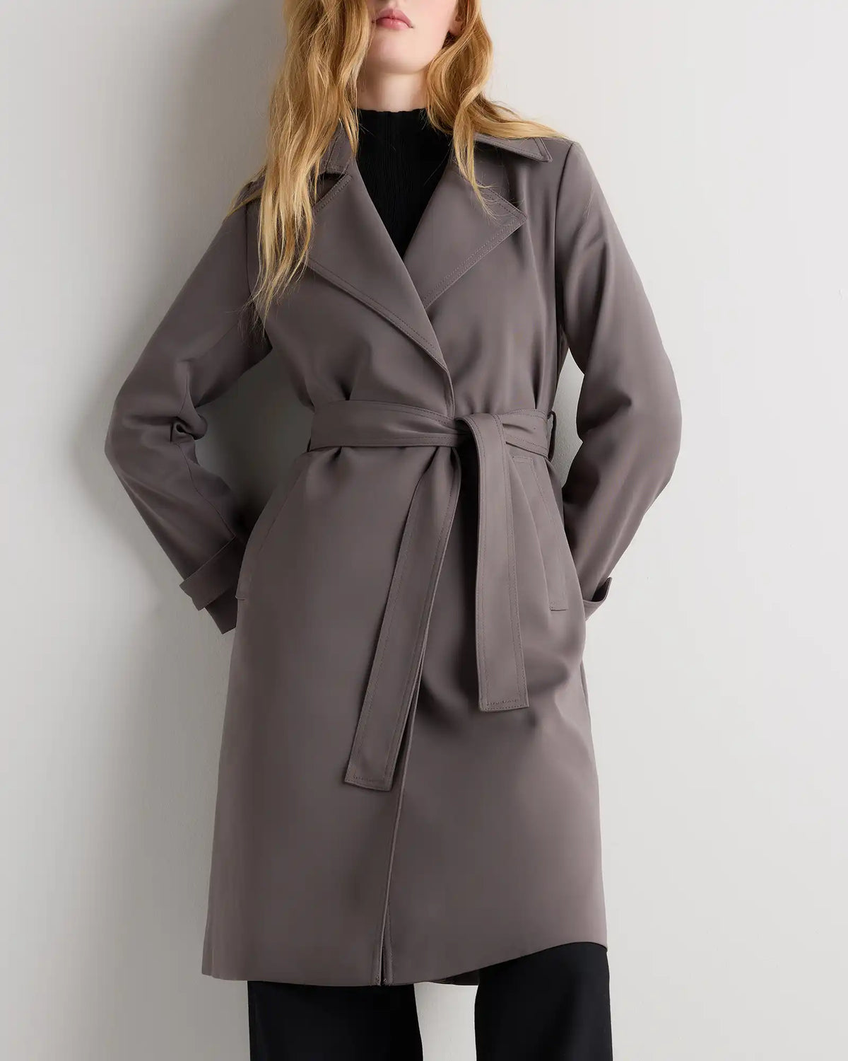 Stretch Crepe Trench Coat