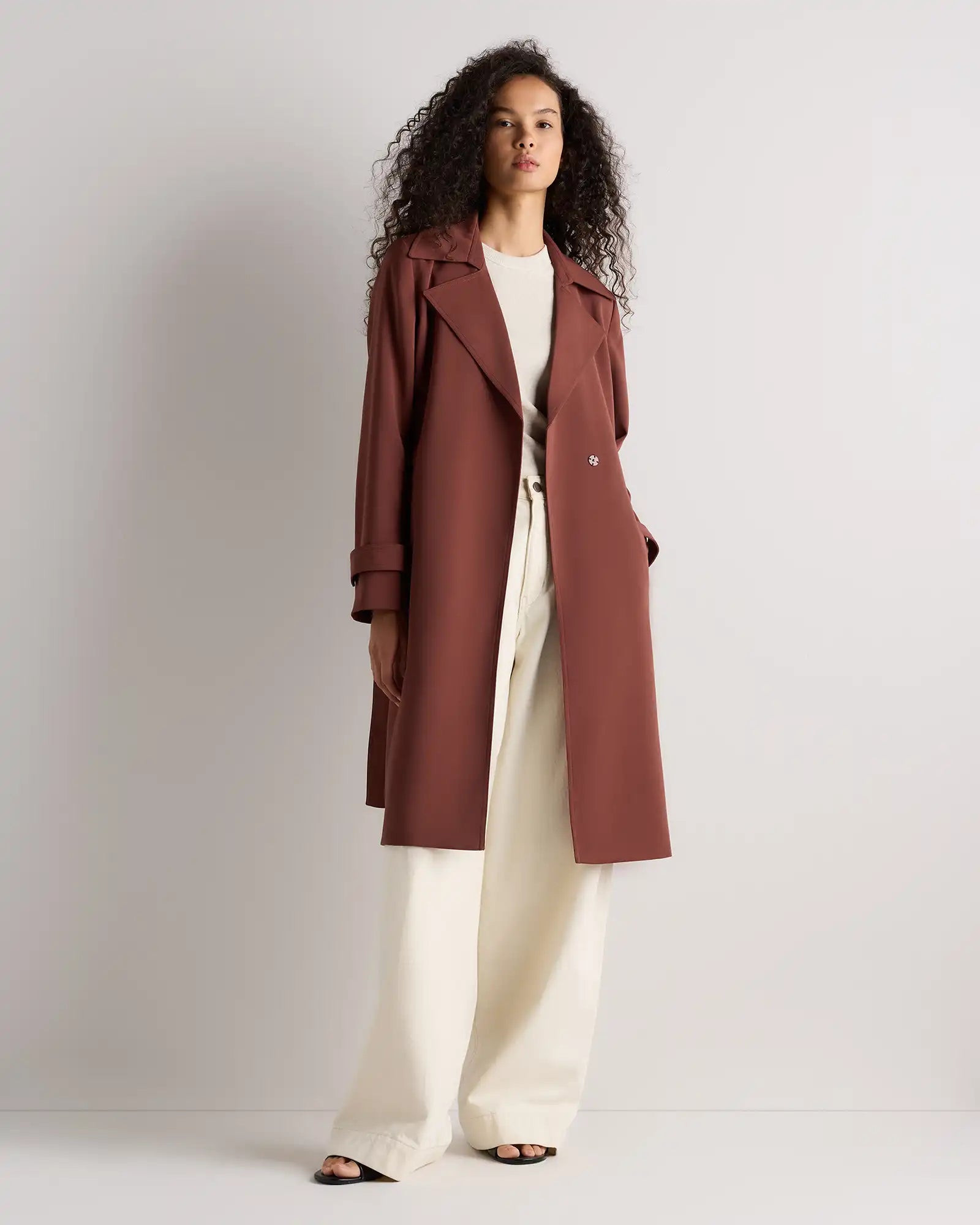 Stretch Crepe Trench Coat