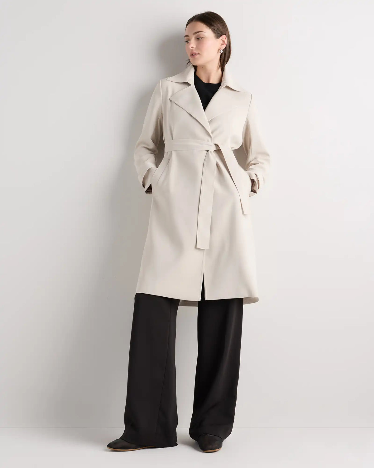 Stretch Crepe Trench Coat