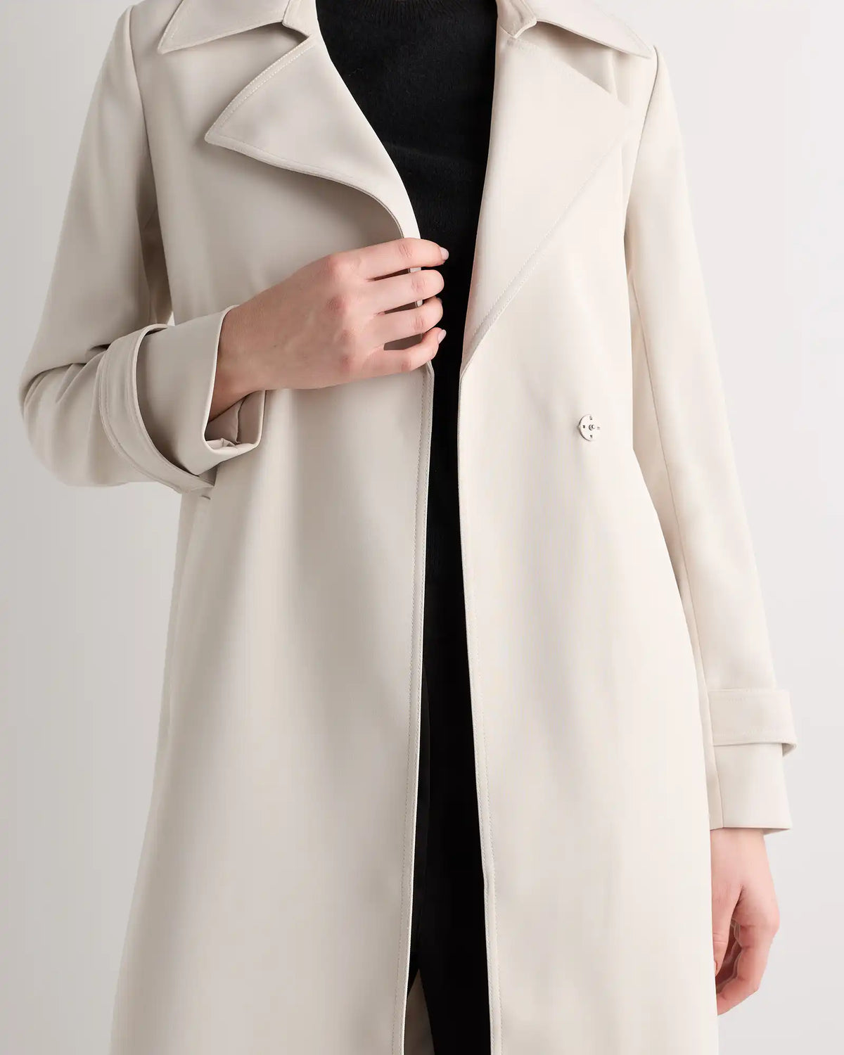 Stretch Crepe Trench Coat