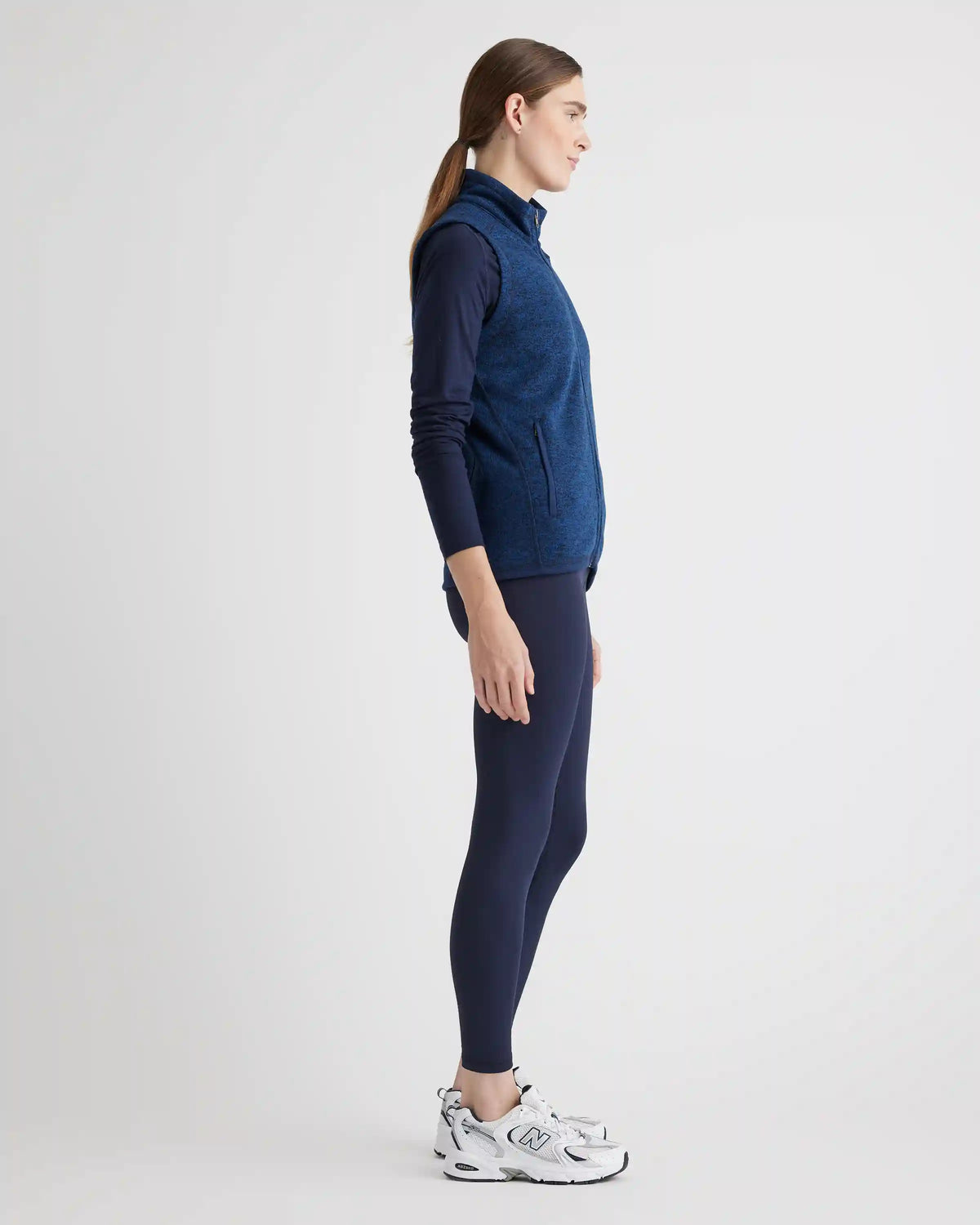 Sweater-Knit Fleece Full-Zip Vest