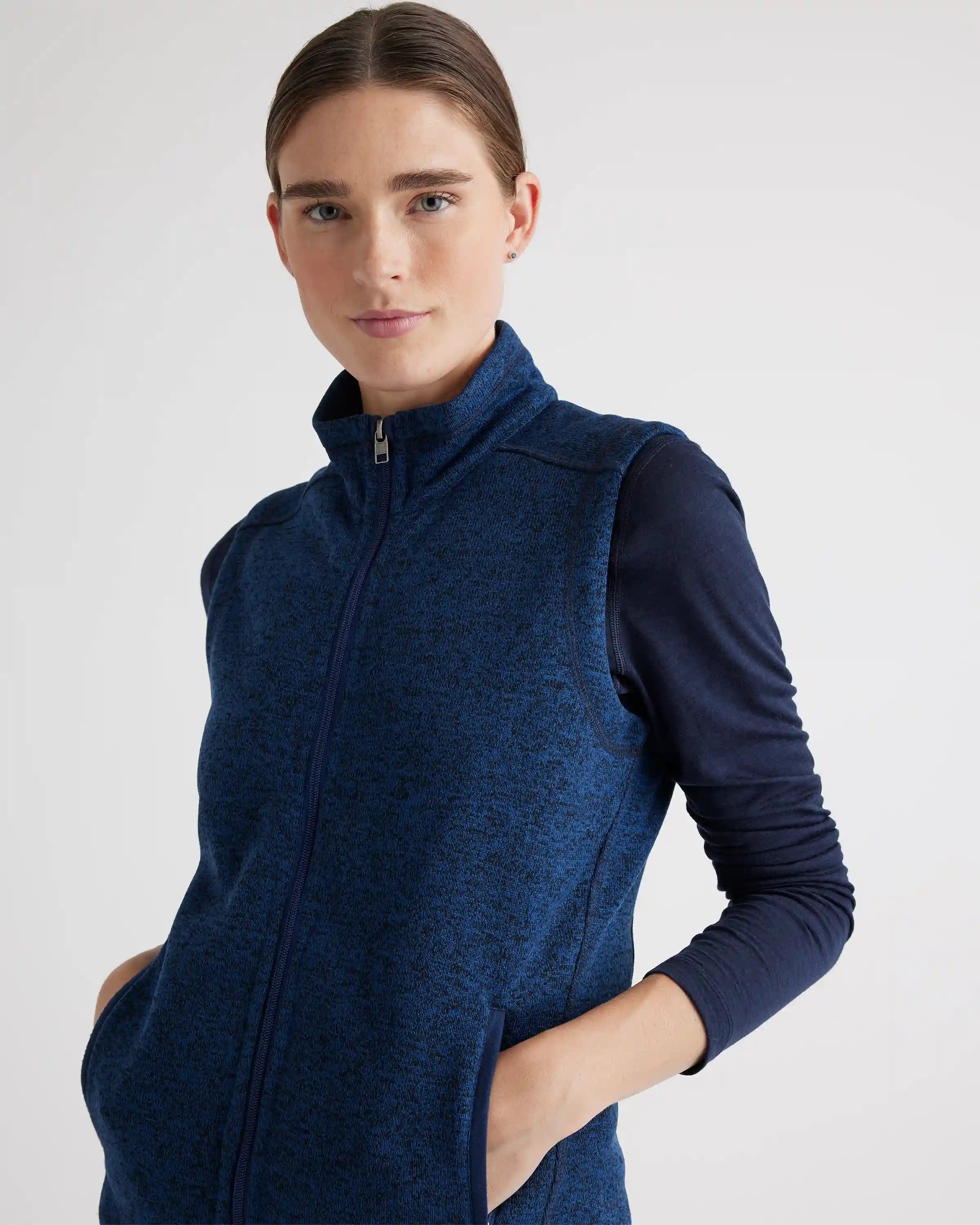 Sweater-Knit Fleece Full-Zip Vest