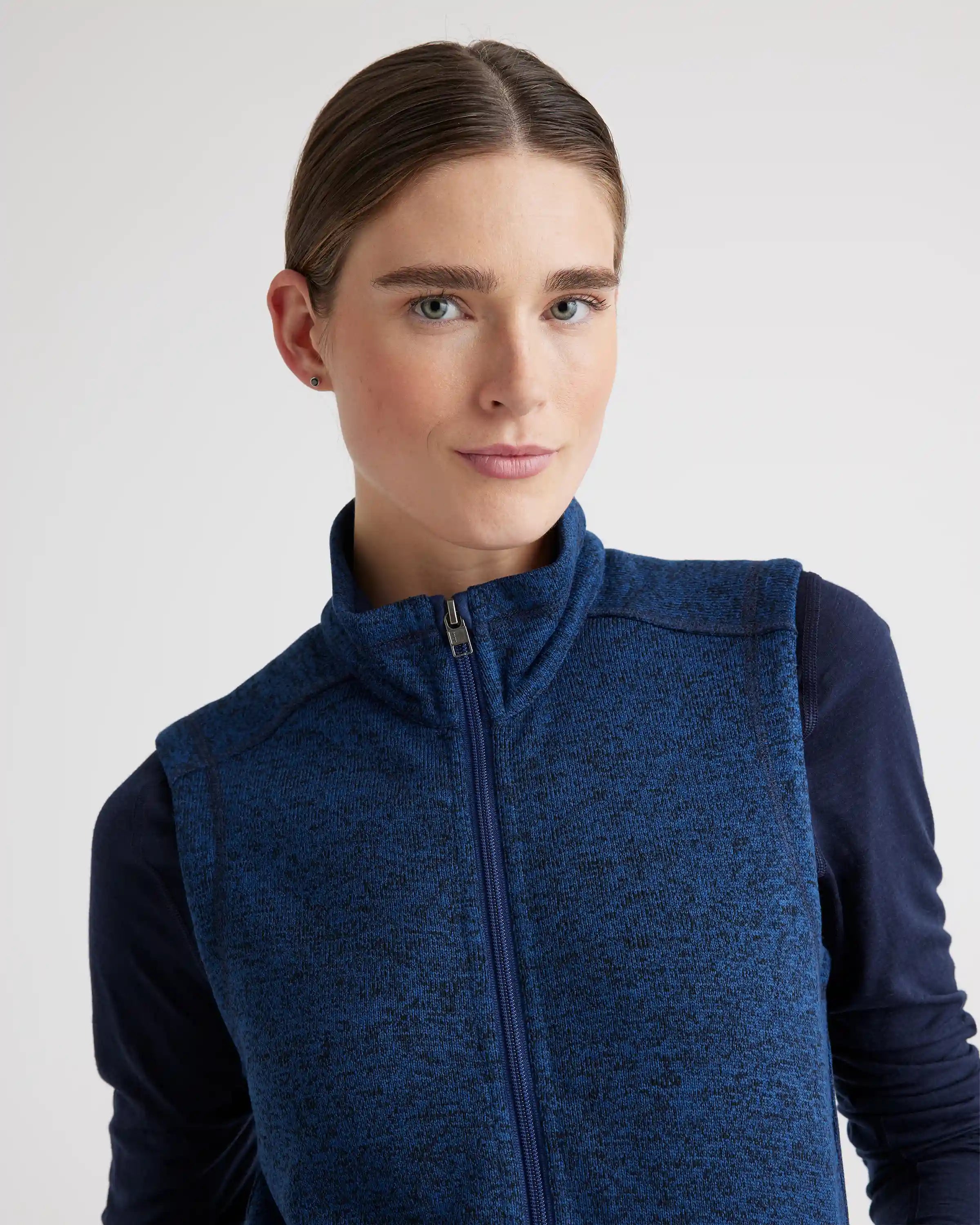 Sweater-Knit Fleece Full-Zip Vest