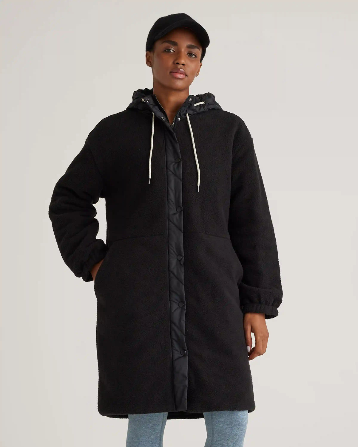Long Hooded Sherpa Jacket