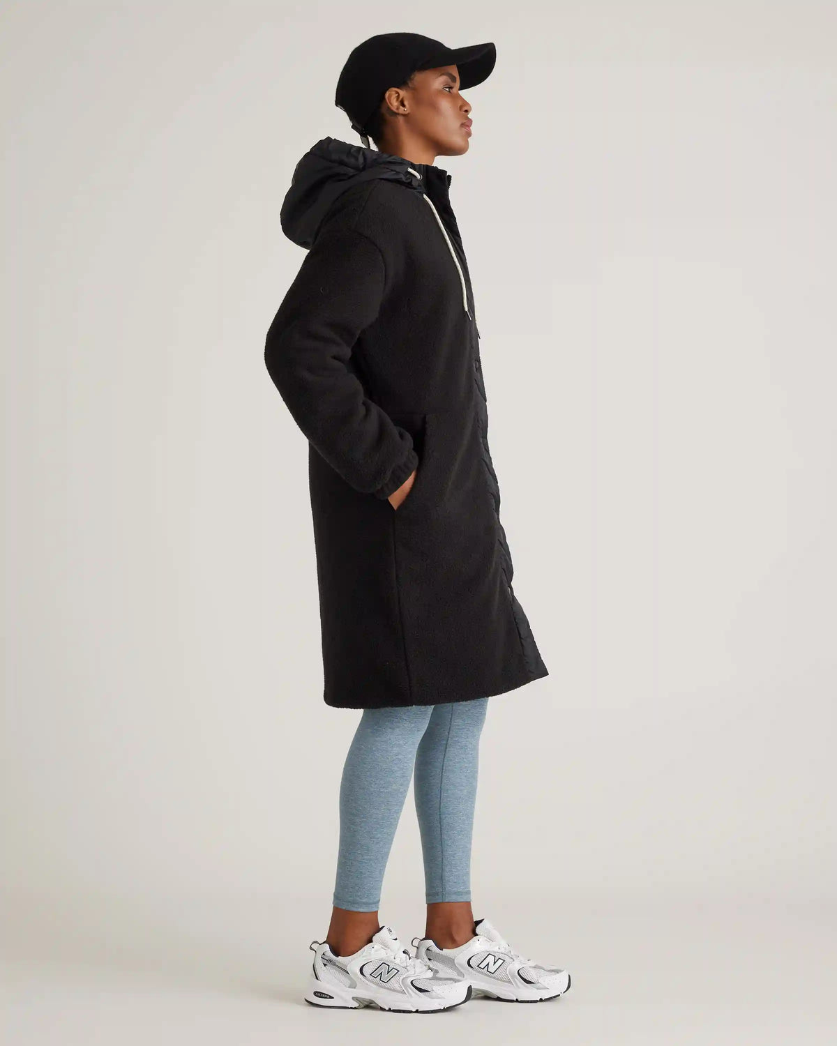 Long Hooded Sherpa Jacket