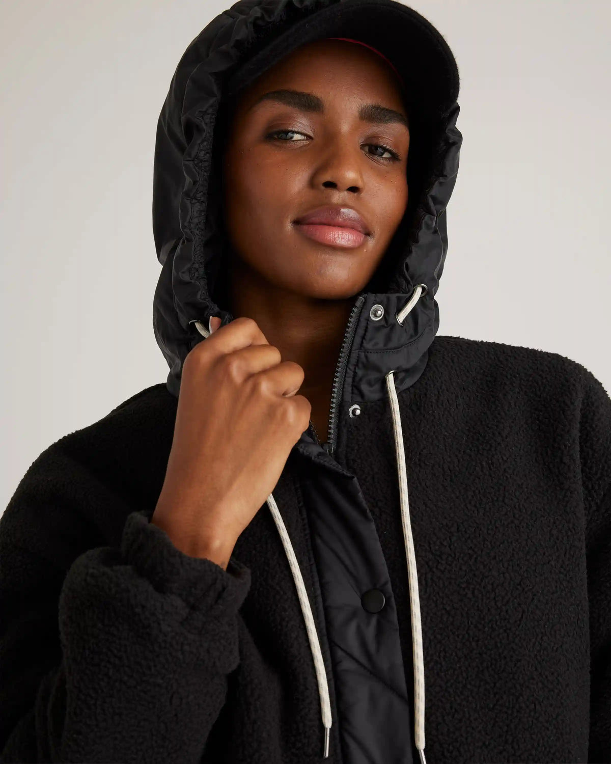 Long Hooded Sherpa Jacket