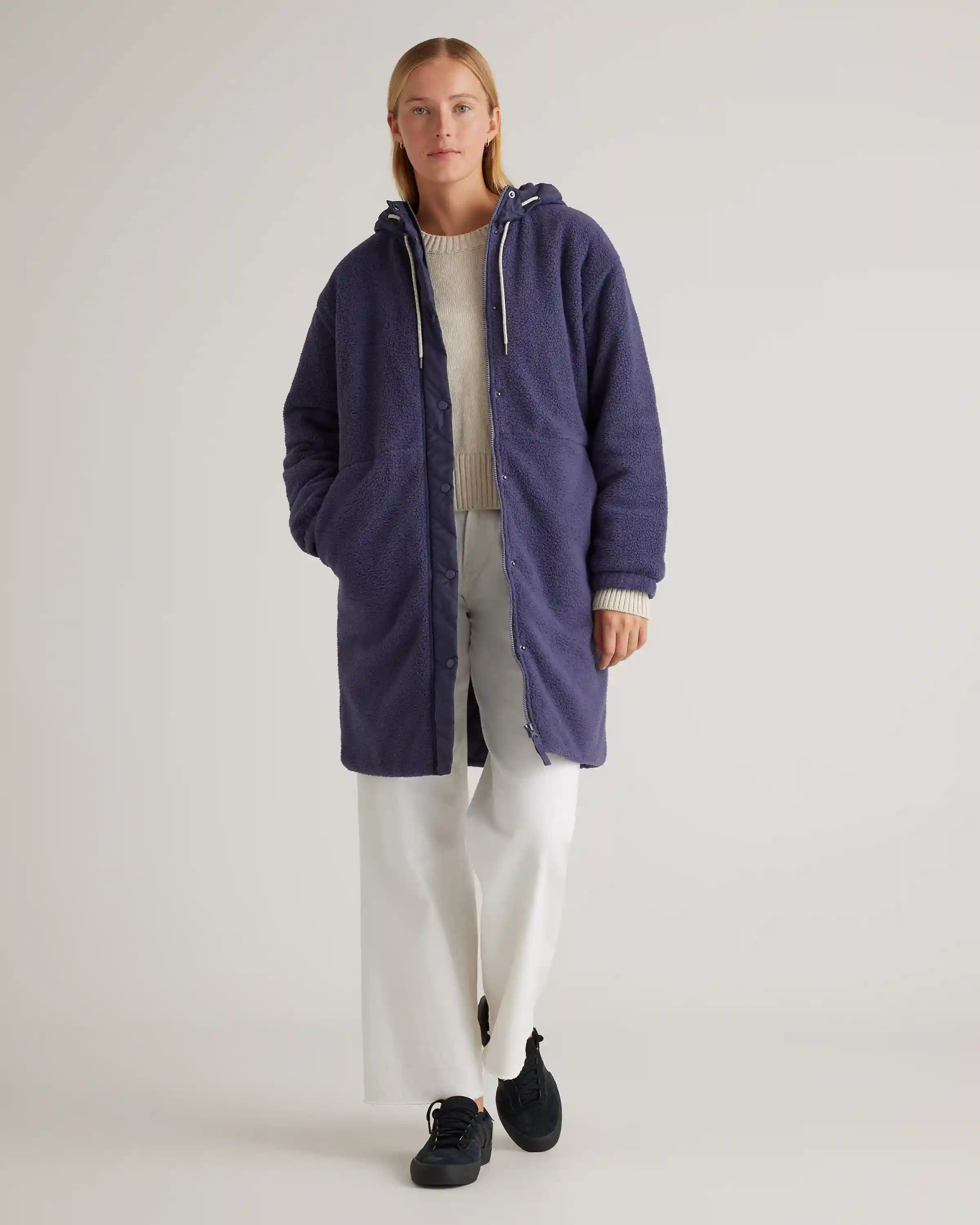 Long Hooded Sherpa Jacket