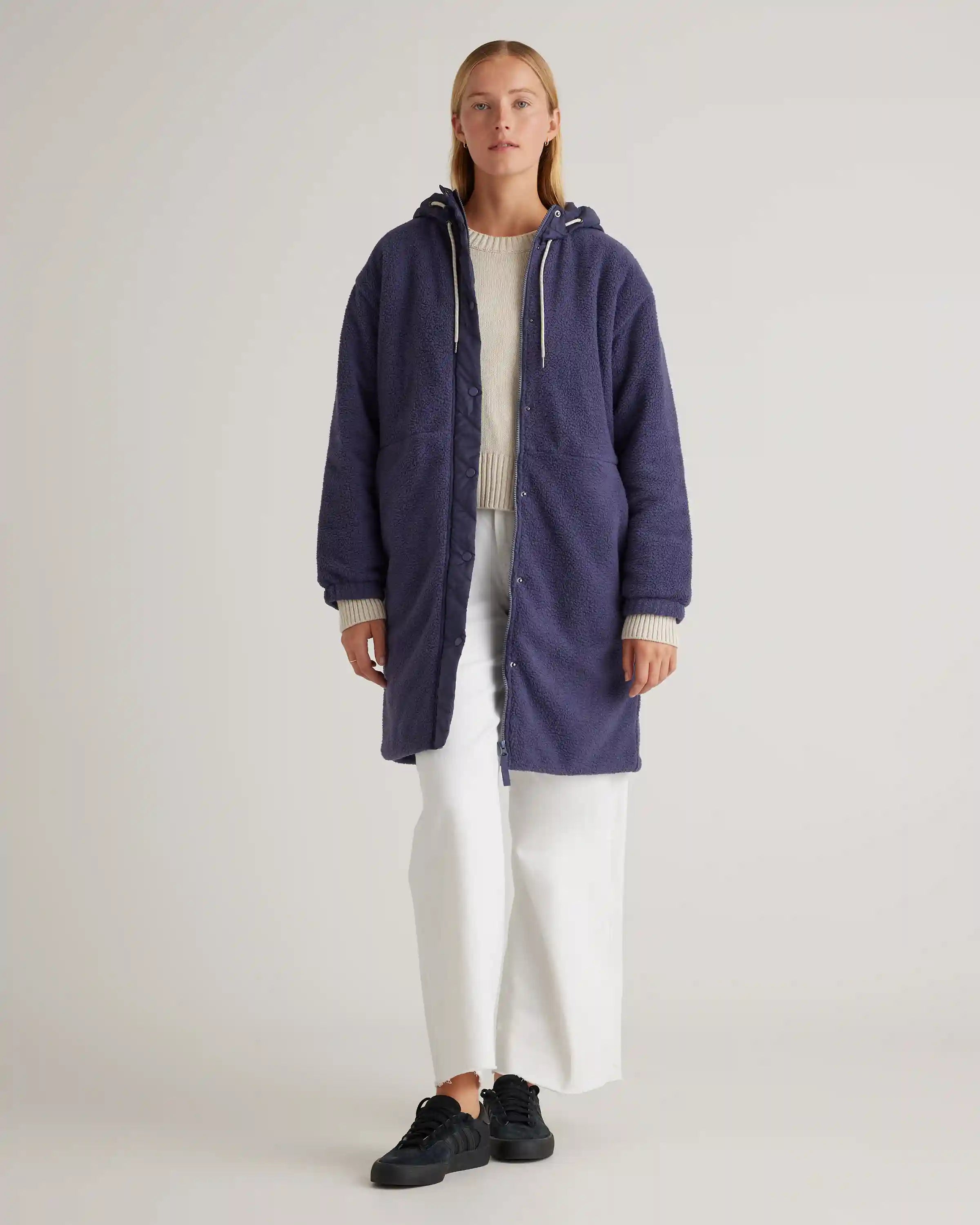 Long Hooded Sherpa Jacket