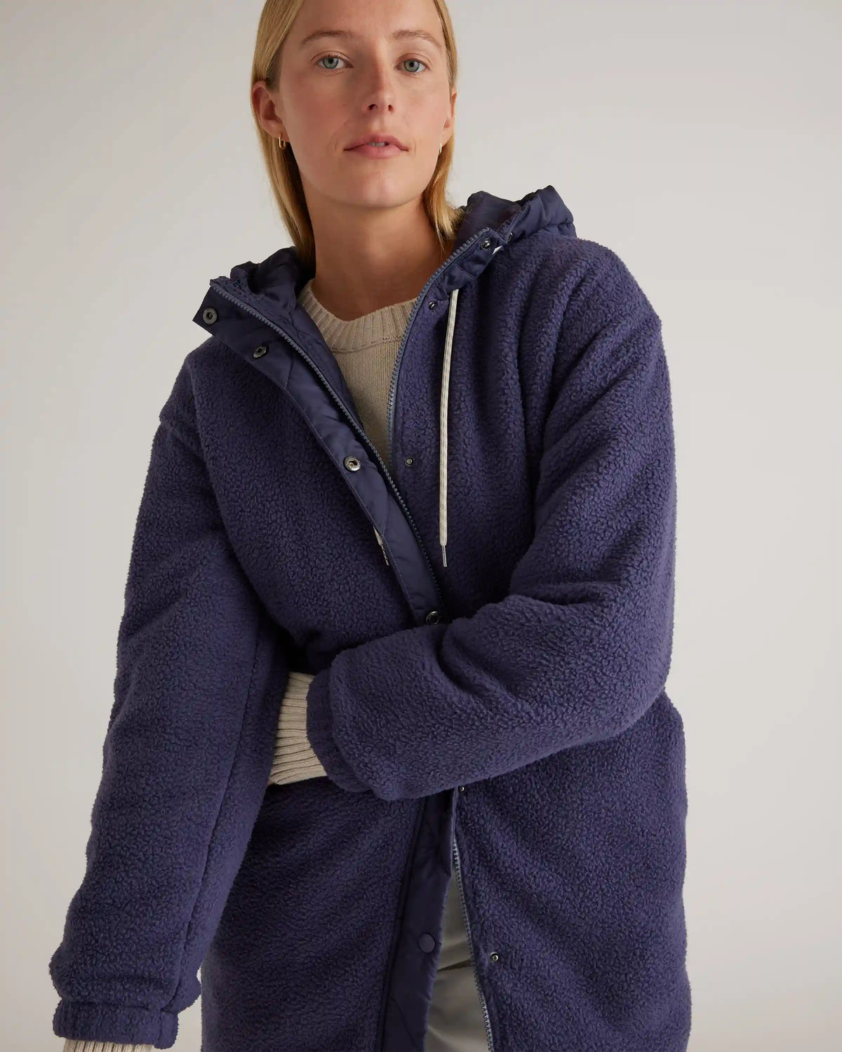 Long Hooded Sherpa Jacket