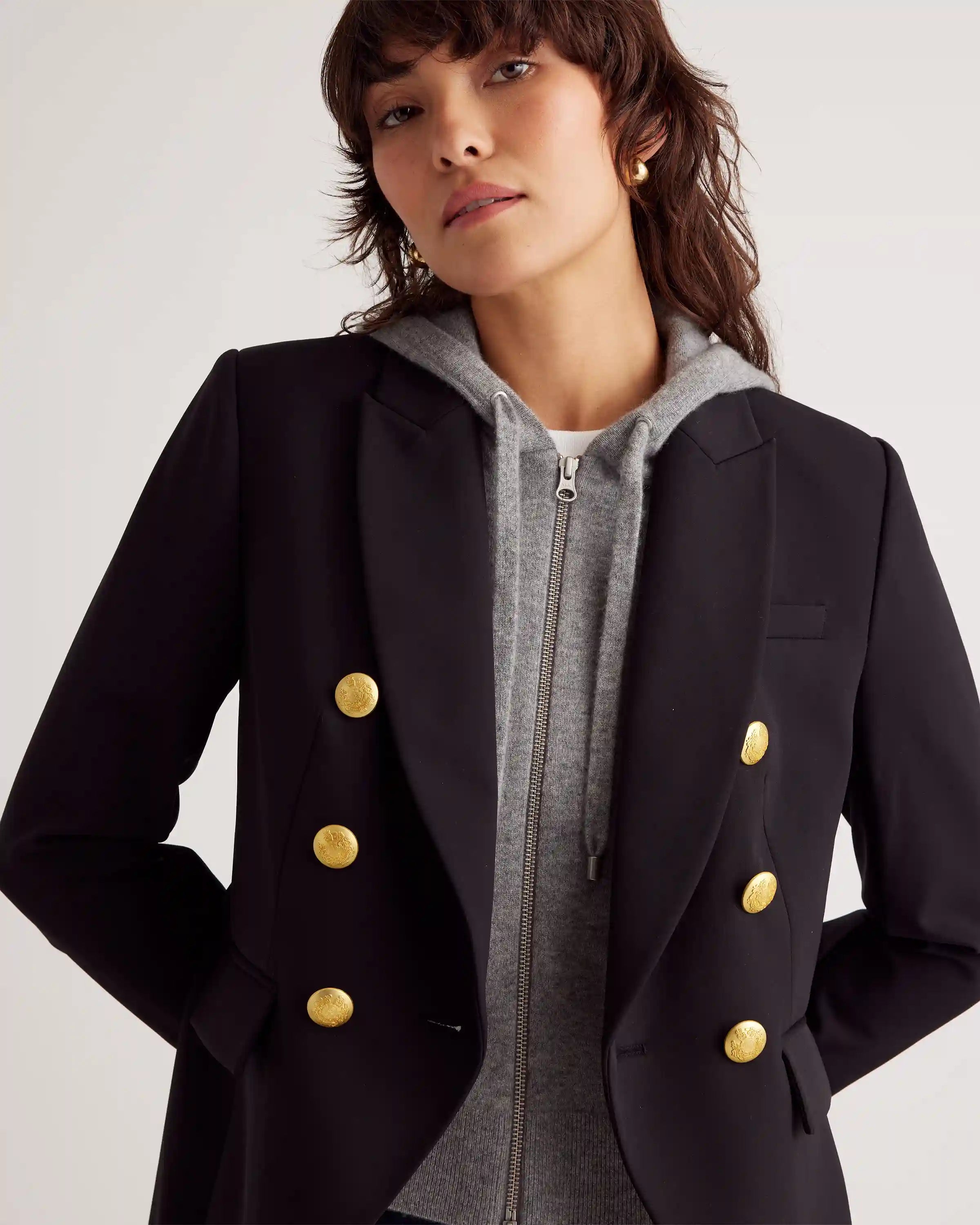 100% Mongolian Cashmere Hoodie Blazer Insert