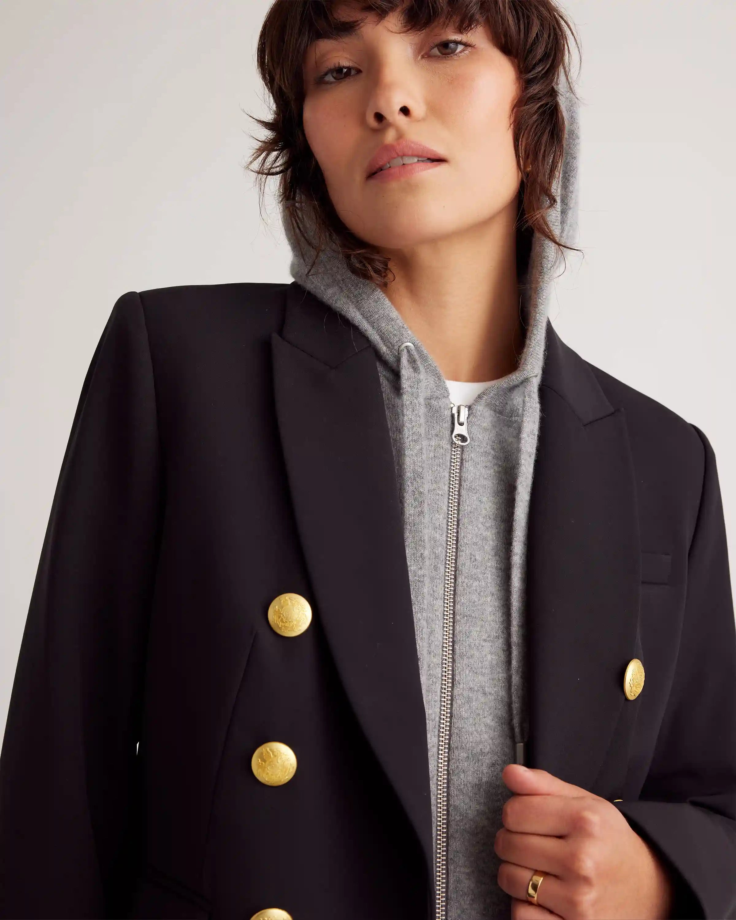 100% Mongolian Cashmere Hoodie Blazer Insert