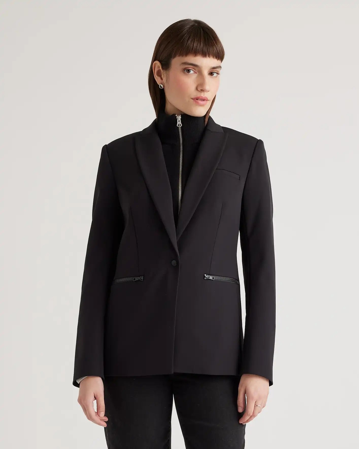 100% Mongolian Cashmere Ribbed Collar Blazer Insert