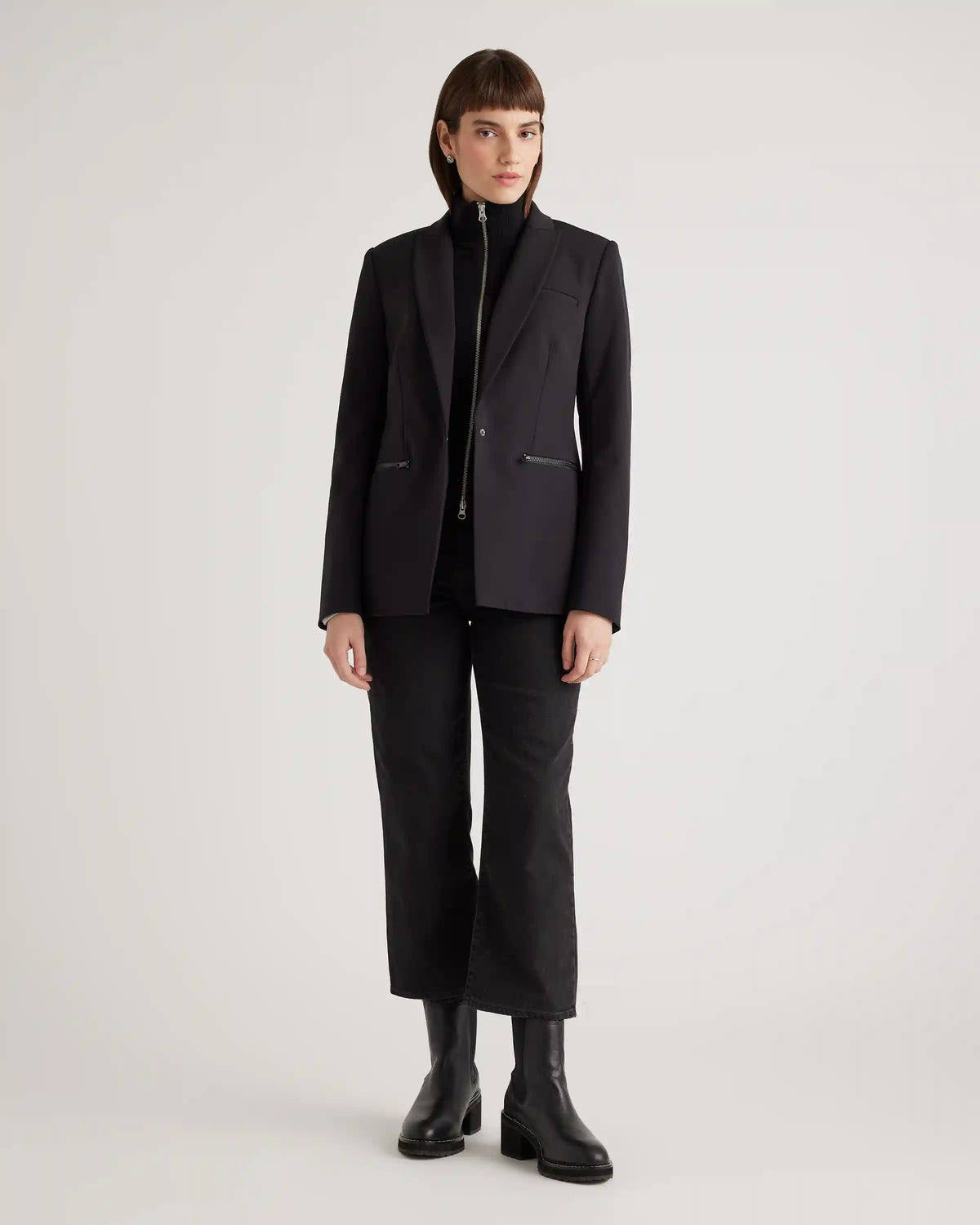 100% Mongolian Cashmere Ribbed Collar Blazer Insert