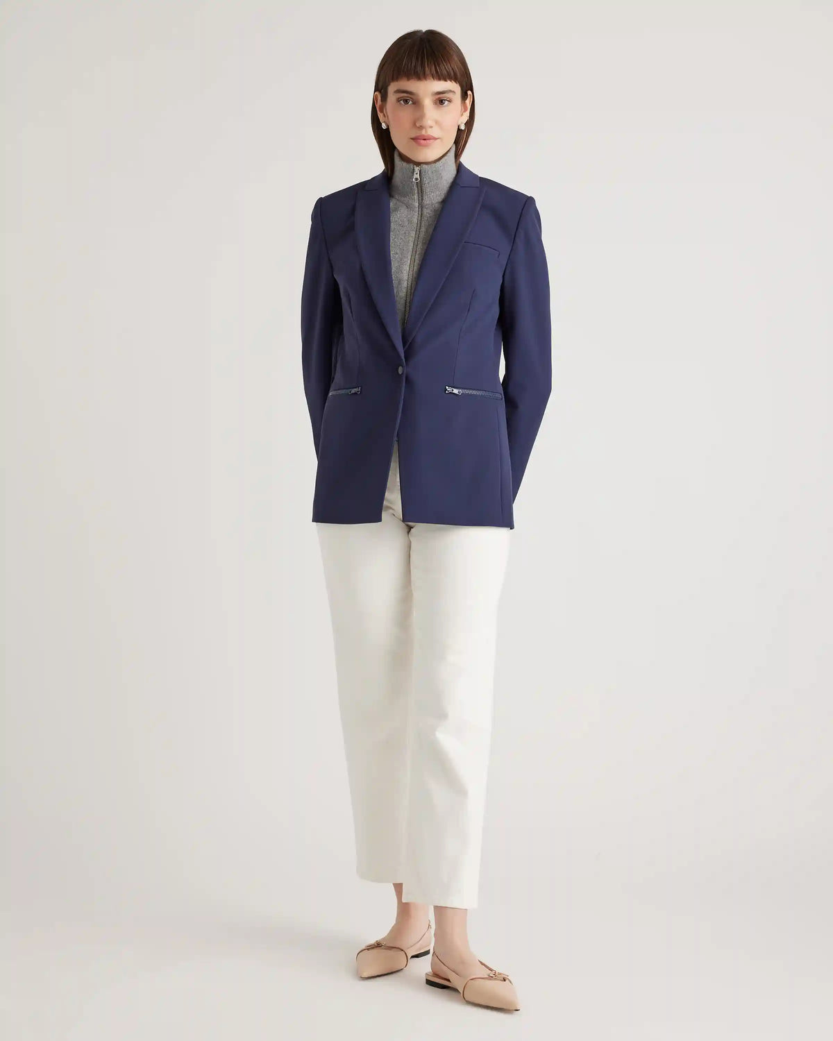 100% Mongolian Cashmere Ribbed Collar Blazer Insert