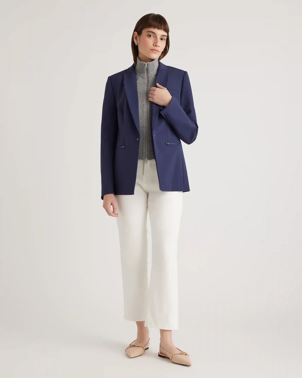 100% Mongolian Cashmere Ribbed Collar Blazer Insert