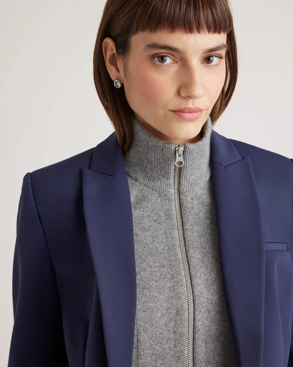 100% Mongolian Cashmere Ribbed Collar Blazer Insert