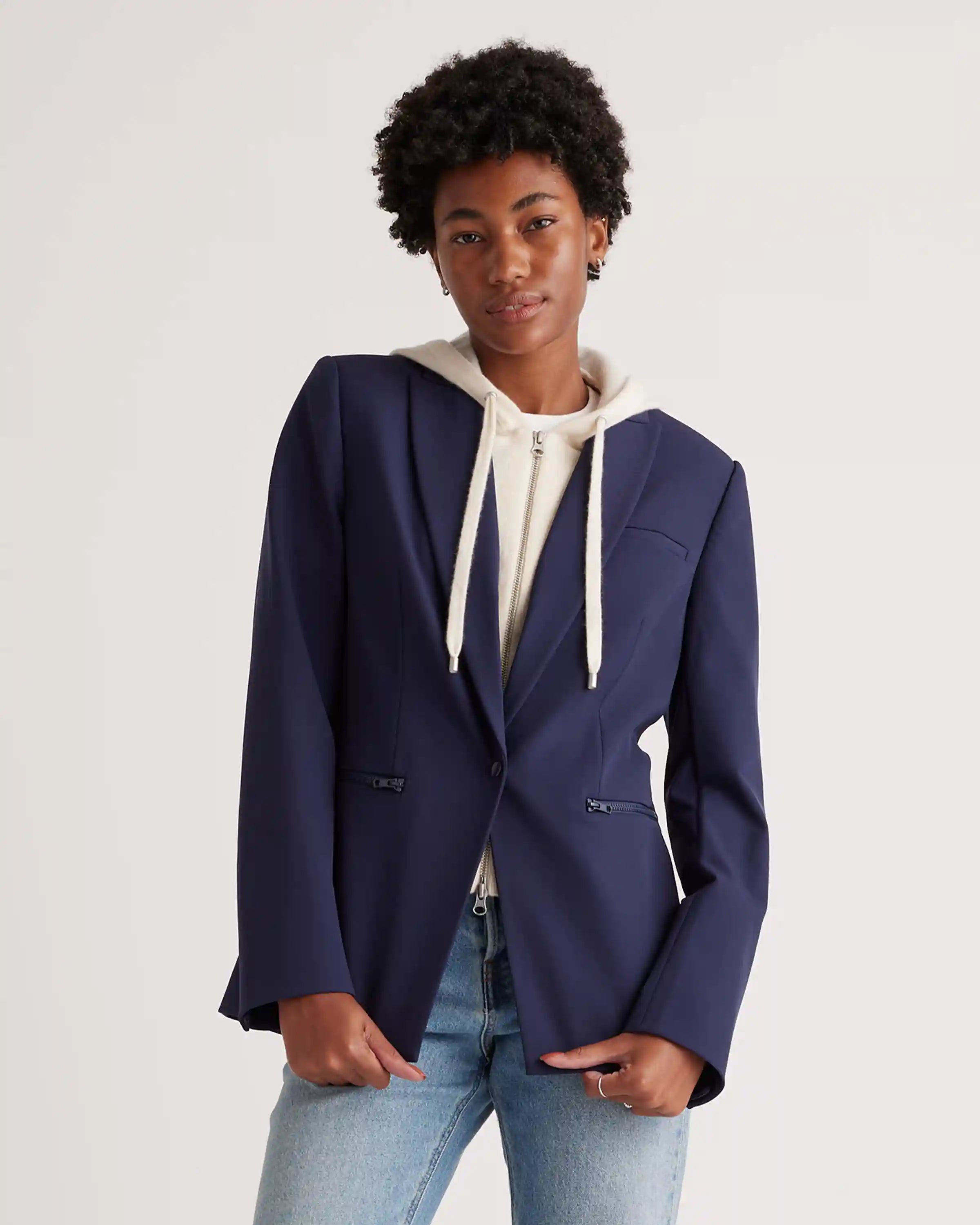 100% Mongolian Cashmere Hoodie Blazer Insert