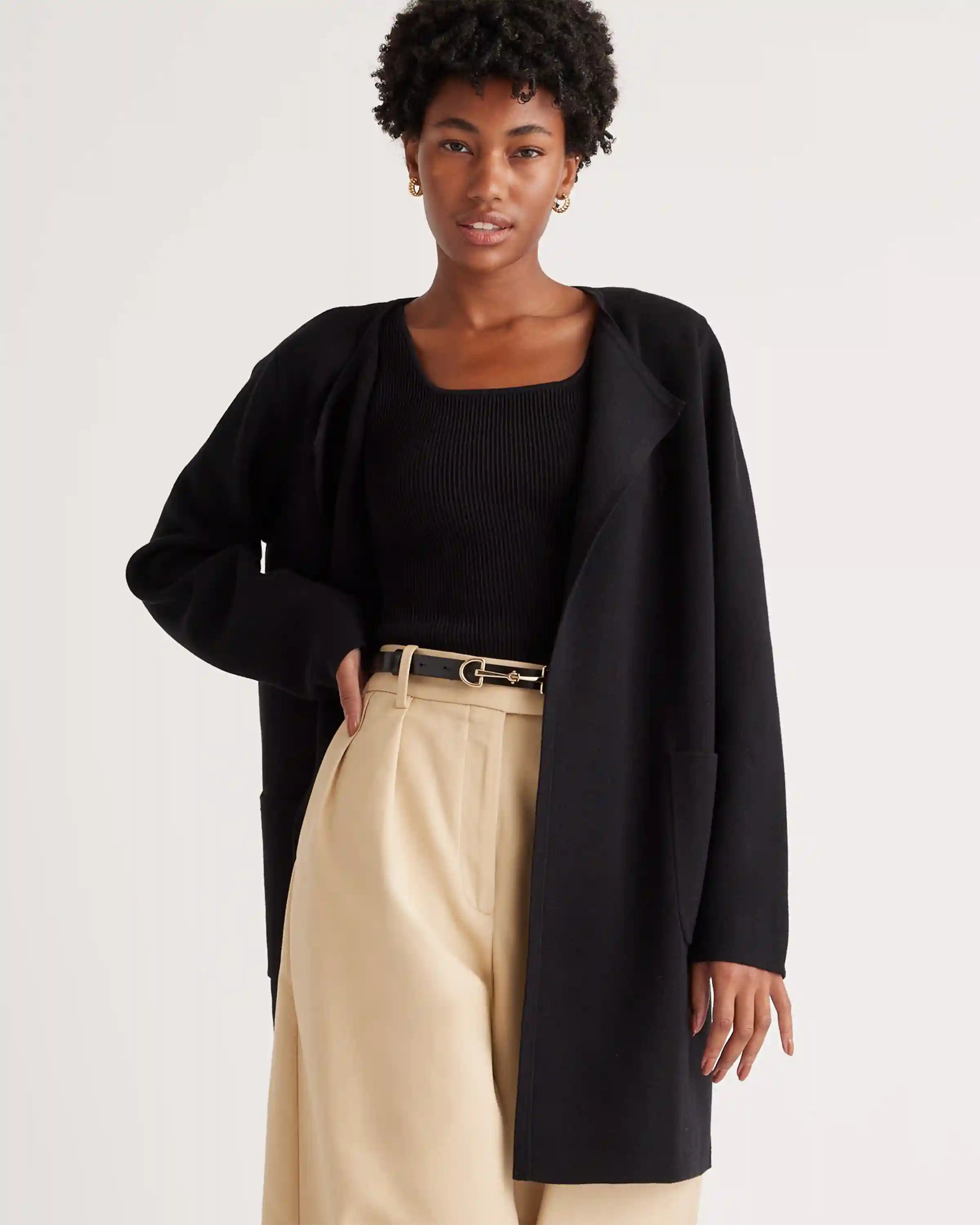 100% Organic Cotton Knit Collarless Coat