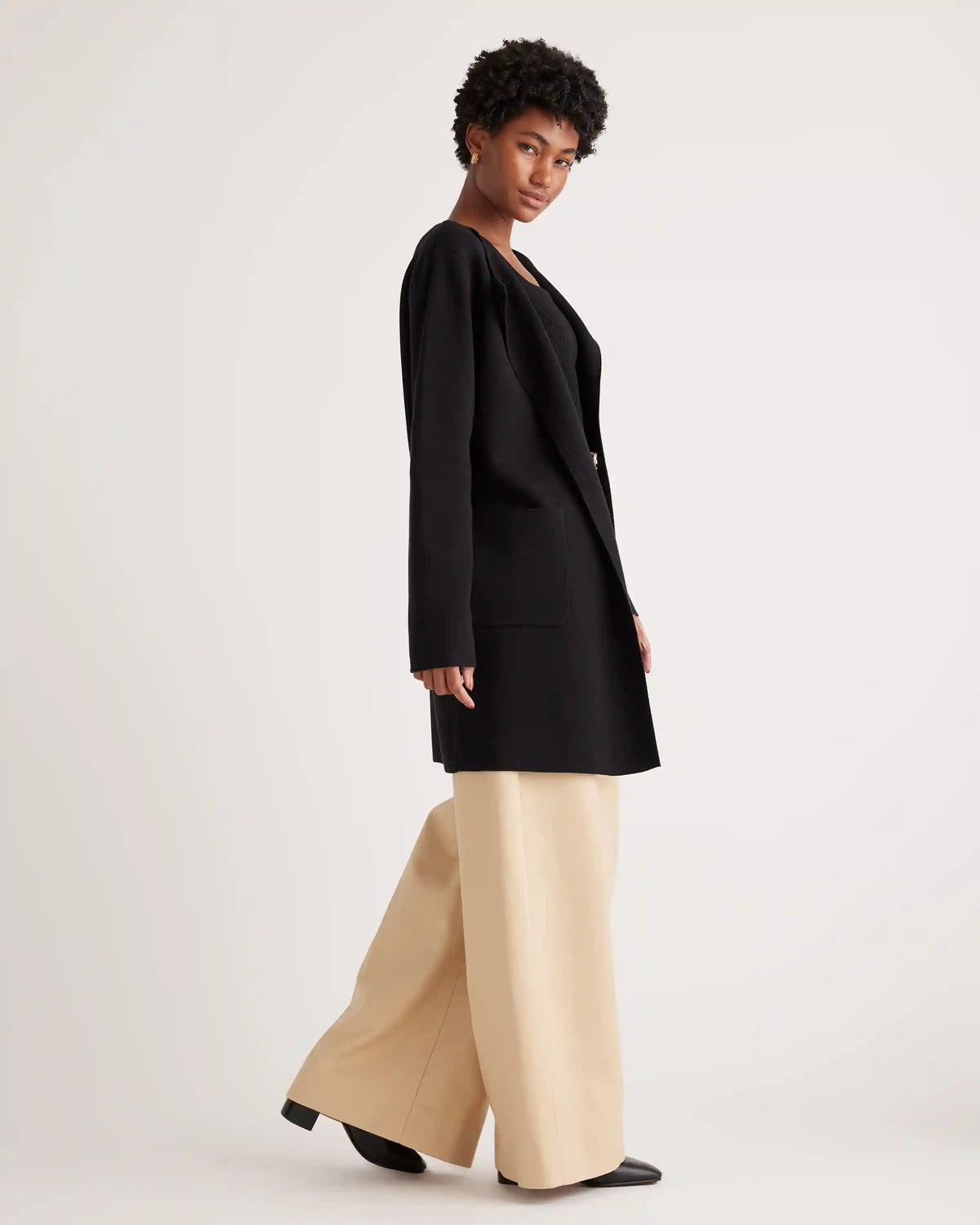 100% Organic Cotton Knit Collarless Coat