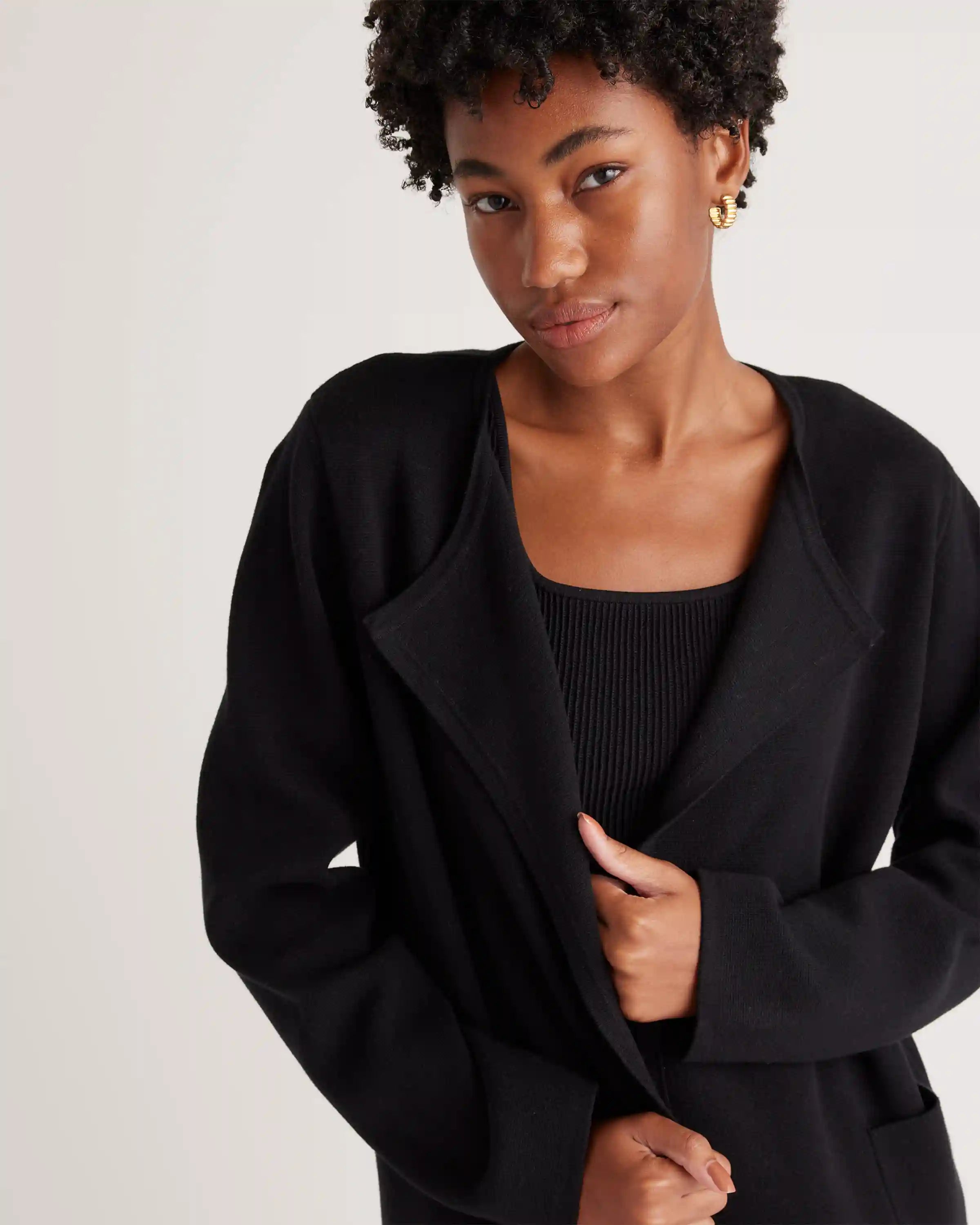 100% Organic Cotton Knit Collarless Coat