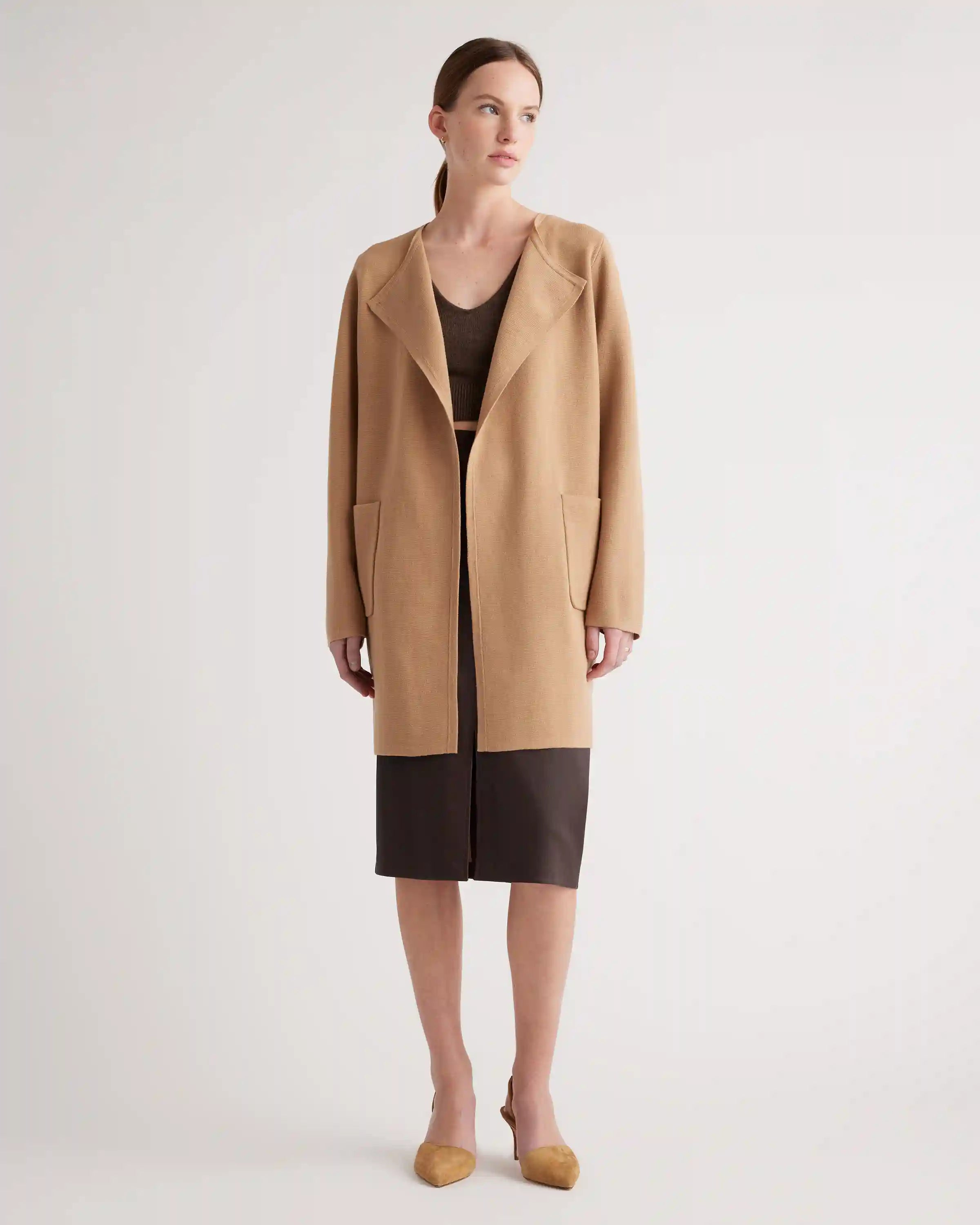 100% Organic Cotton Knit Collarless Coat