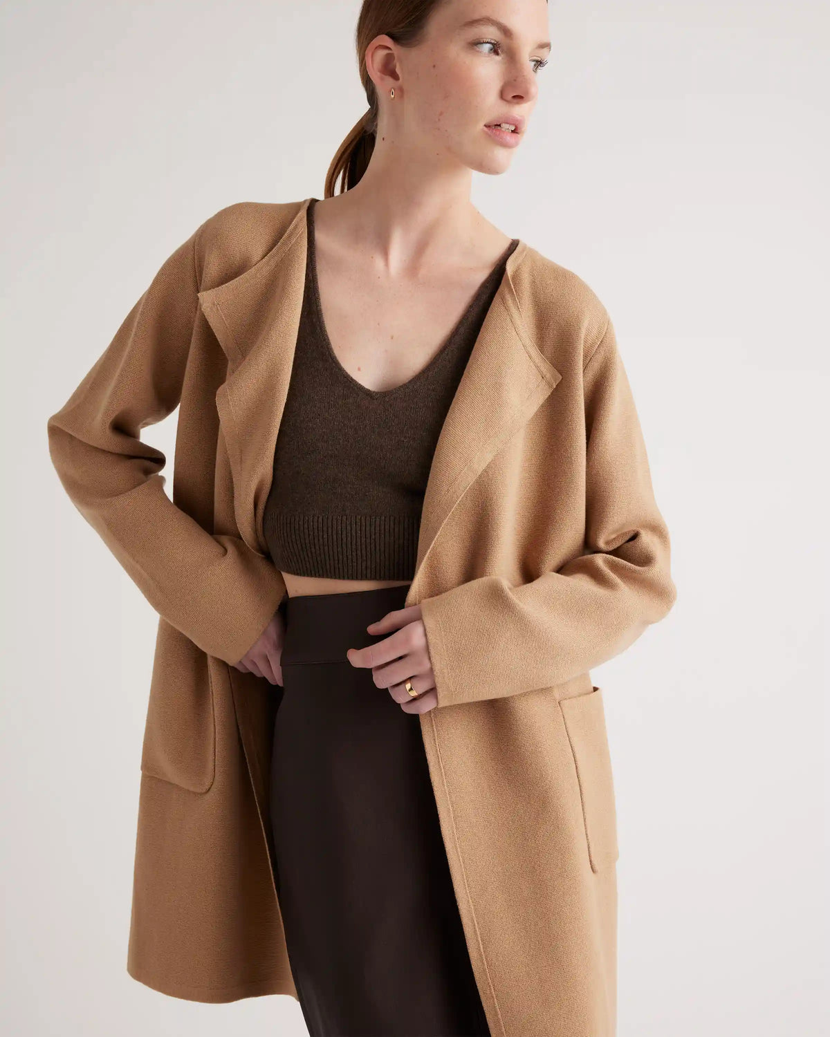 100% Organic Cotton Knit Collarless Coat