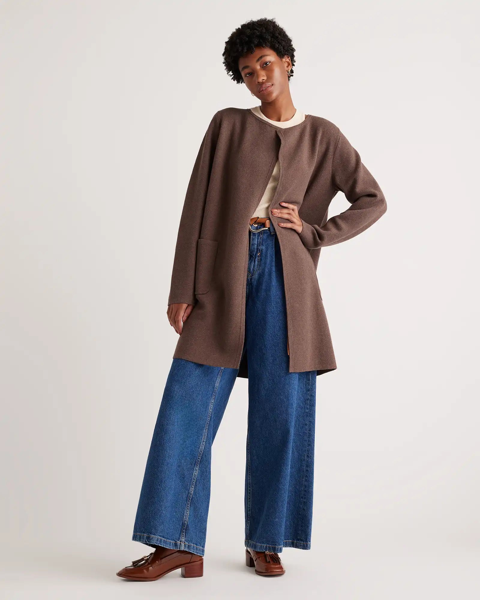 100% Organic Cotton Knit Collarless Coat