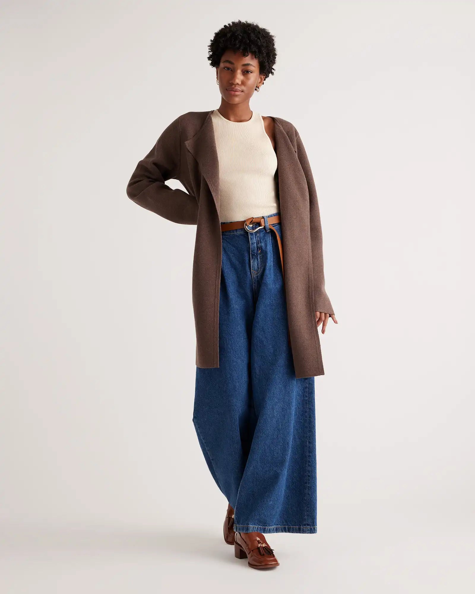 100% Organic Cotton Knit Collarless Coat