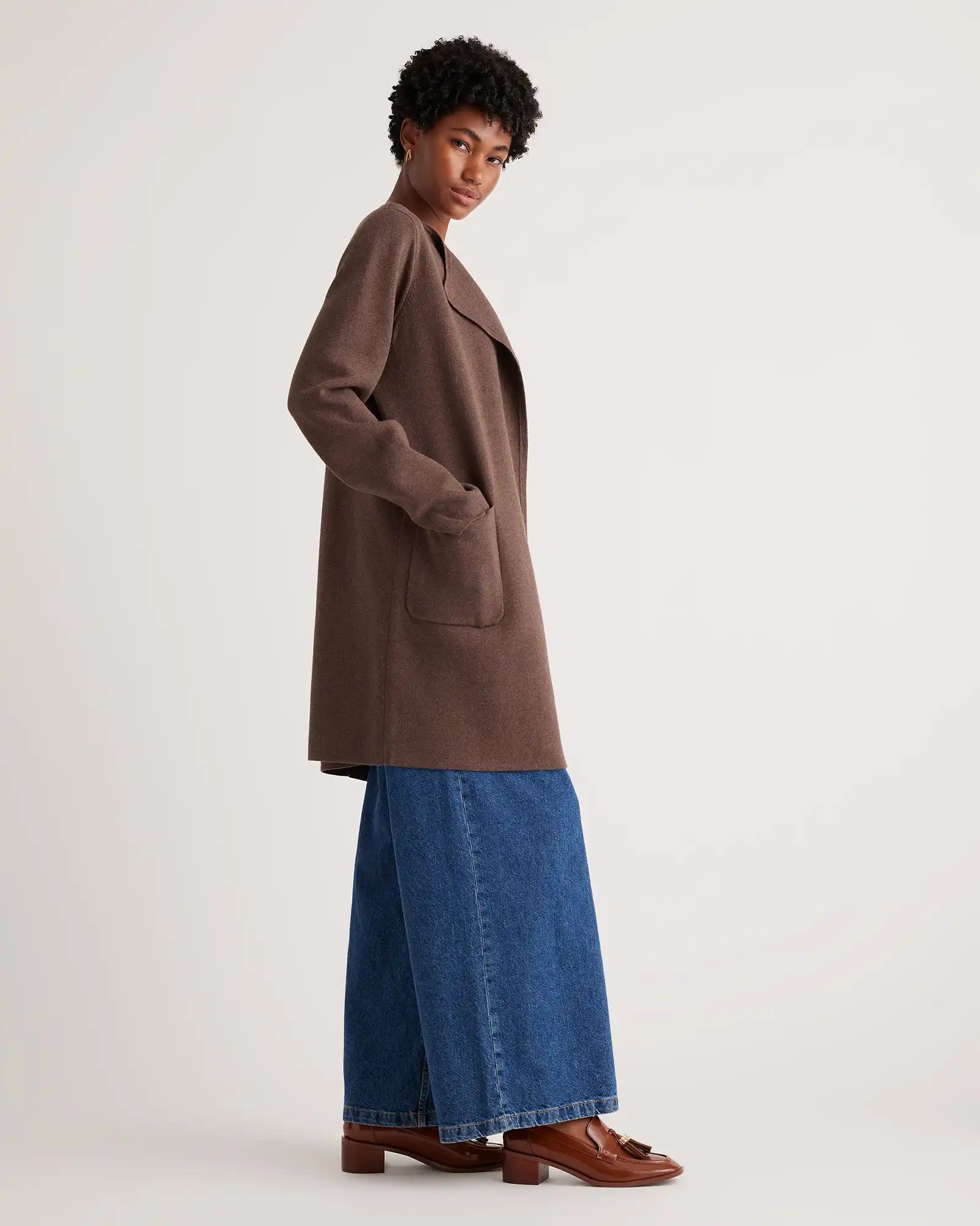 100% Organic Cotton Knit Collarless Coat