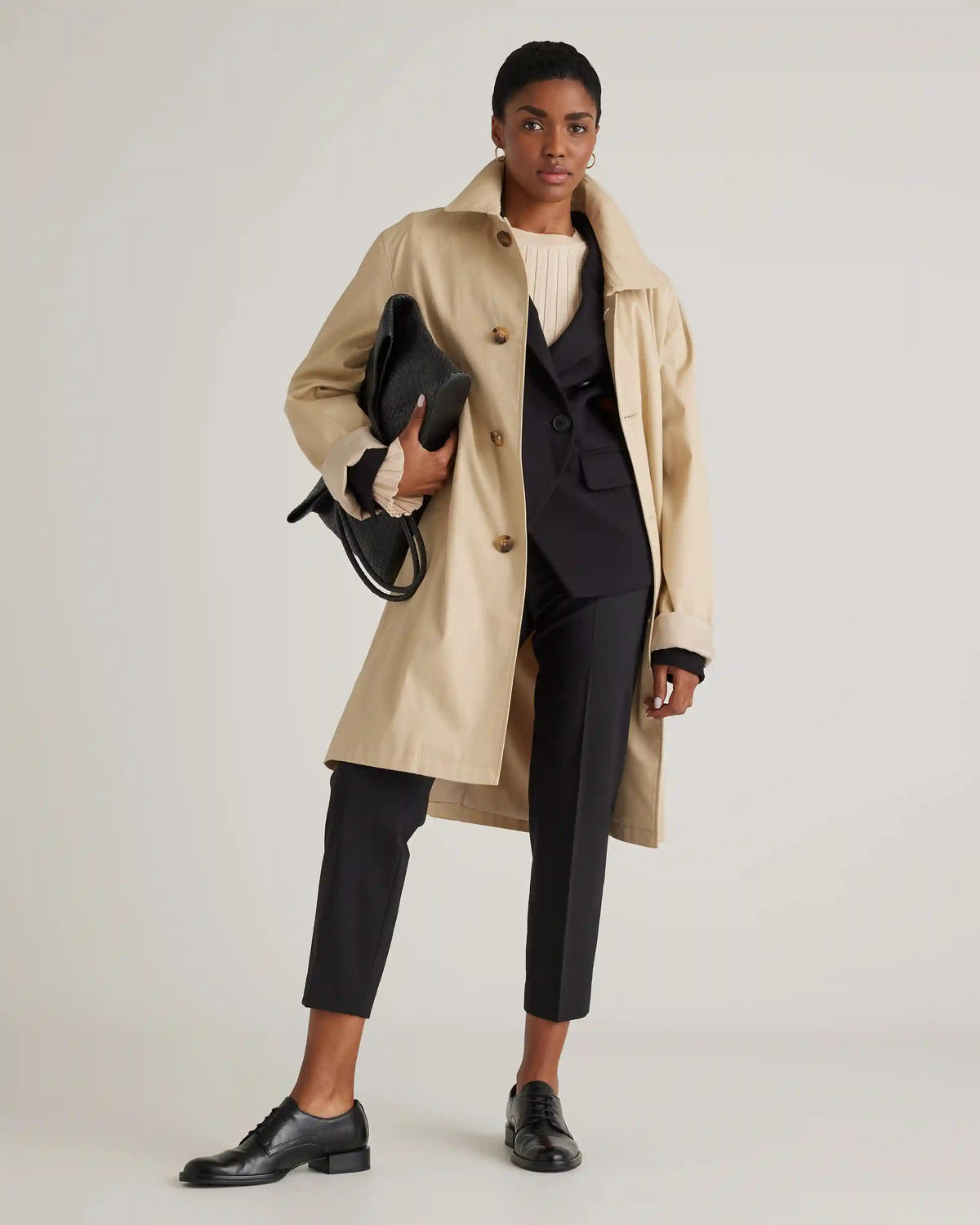 Ultra-Stretch Ponte Double-Breasted Blazer