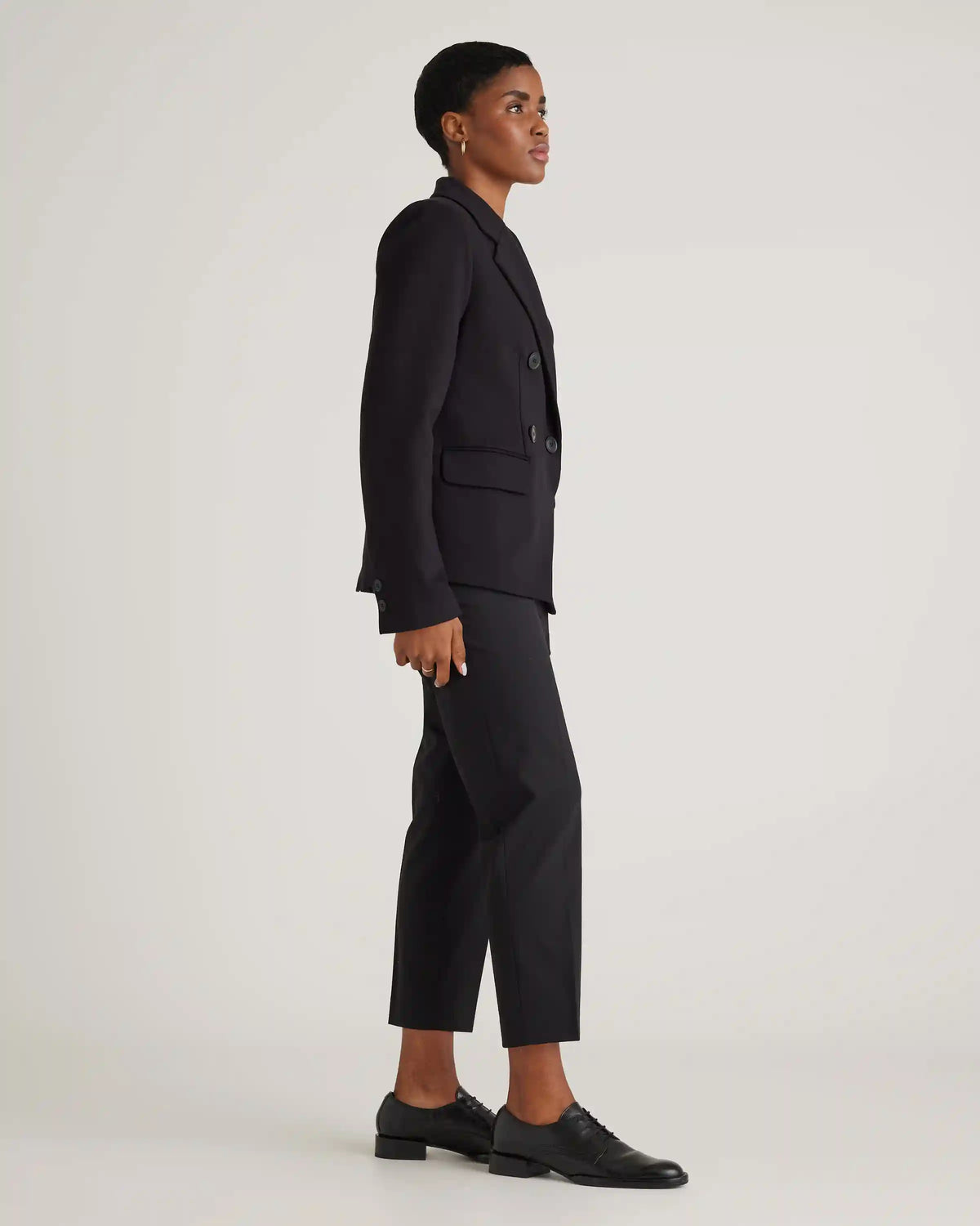 Ultra-Stretch Ponte Double-Breasted Blazer