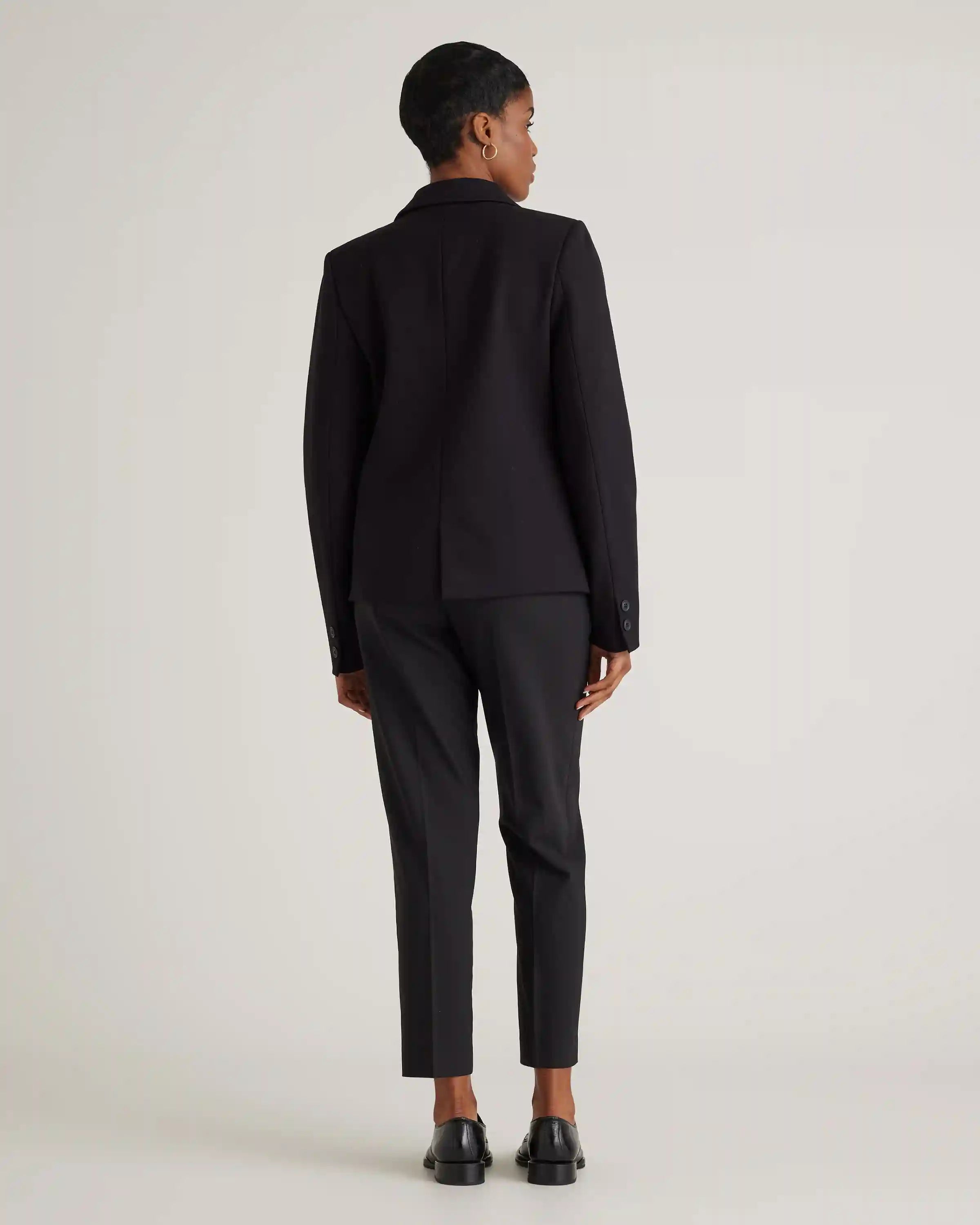 Ultra-Stretch Ponte Double-Breasted Blazer