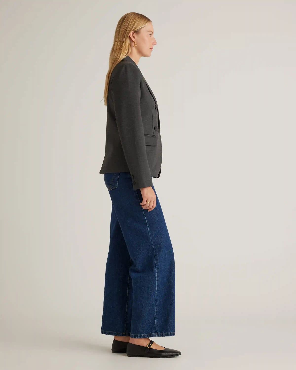 Ultra-Stretch Ponte Double-Breasted Blazer