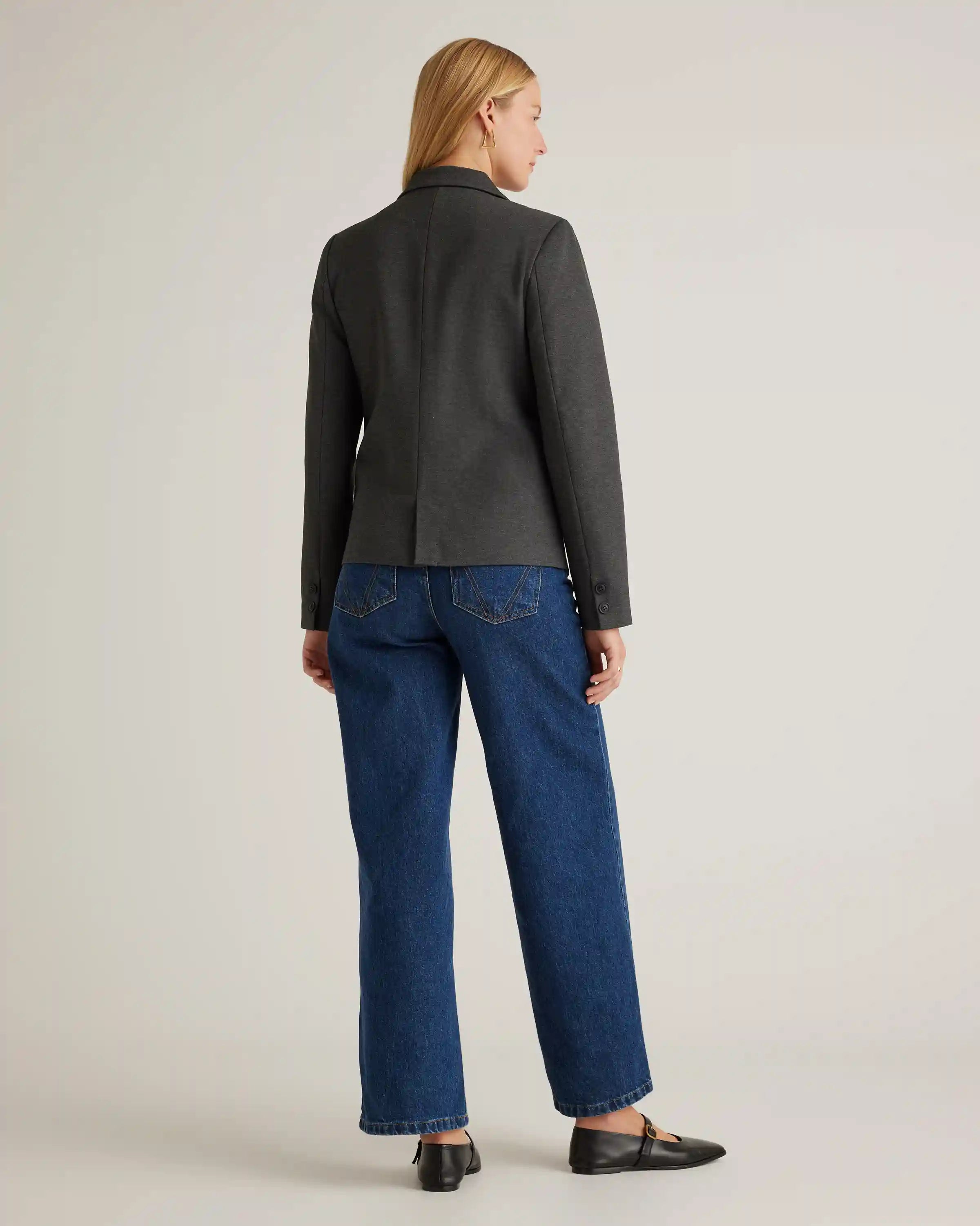 Ultra-Stretch Ponte Double-Breasted Blazer
