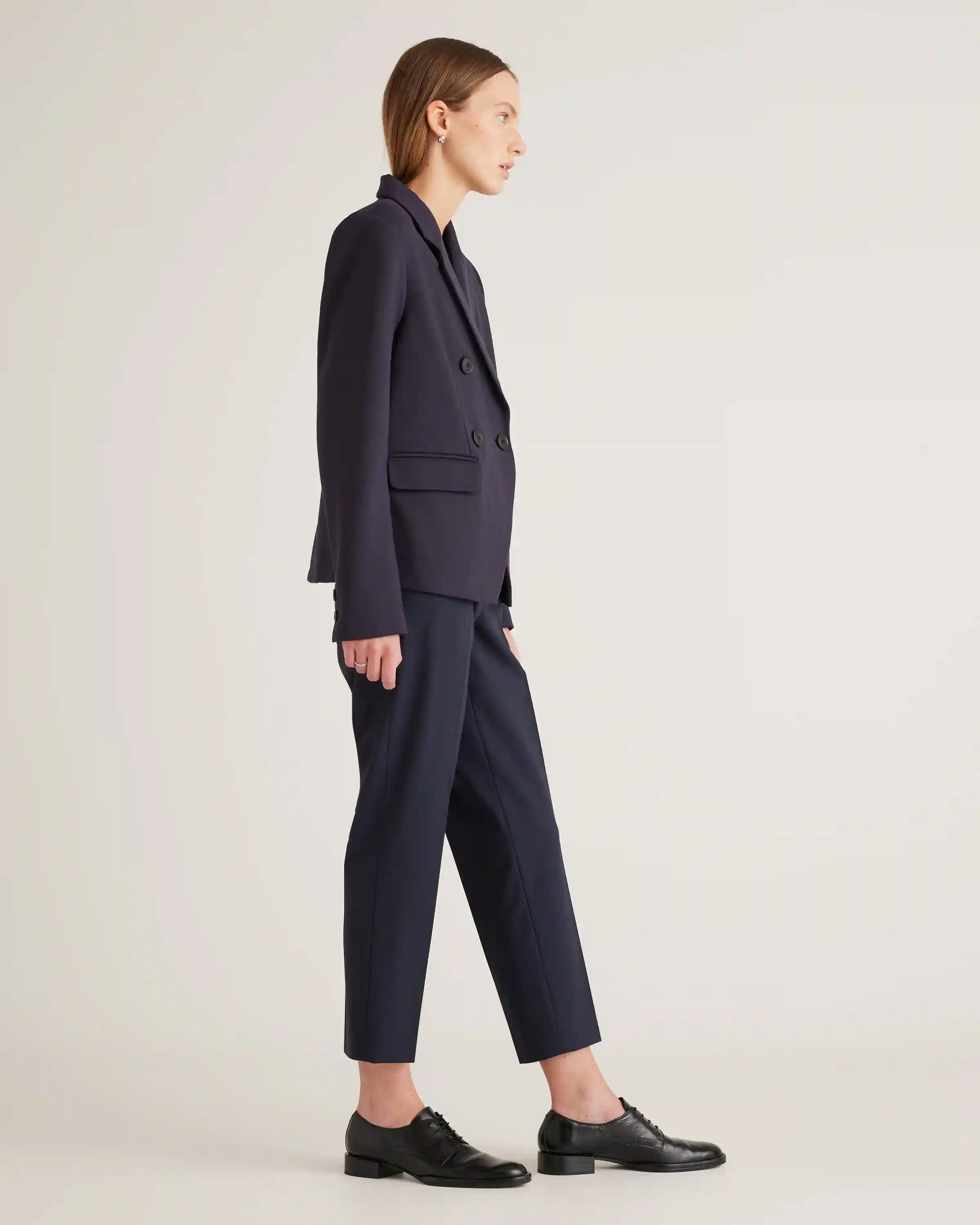 Ultra-Stretch Ponte Double-Breasted Blazer