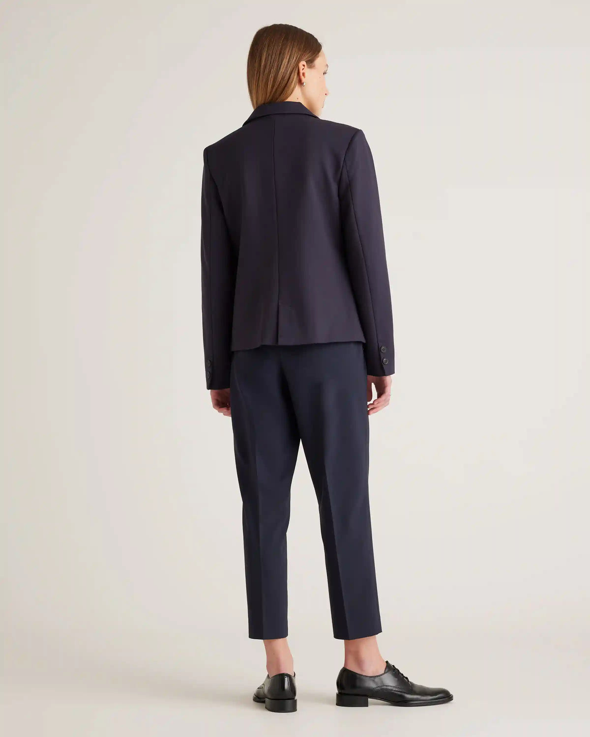 Ultra-Stretch Ponte Double-Breasted Blazer