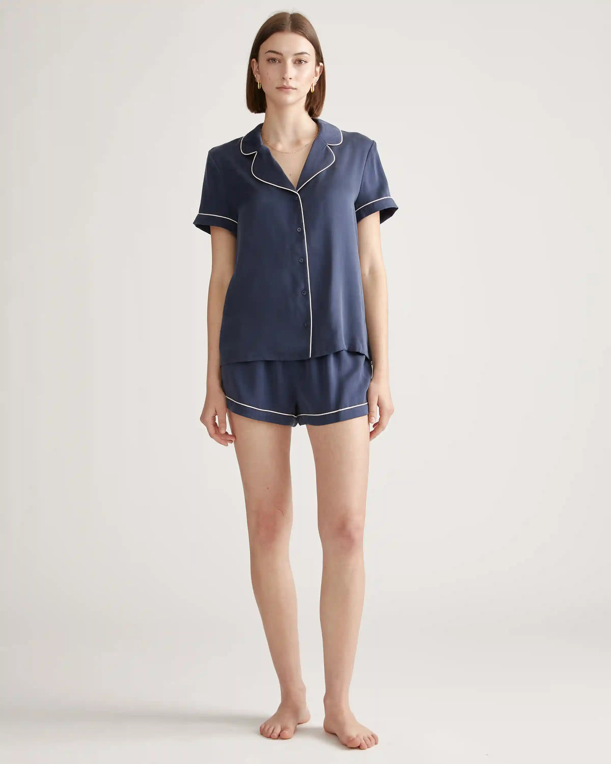 100% Washable Silk Pajama Short with Piping