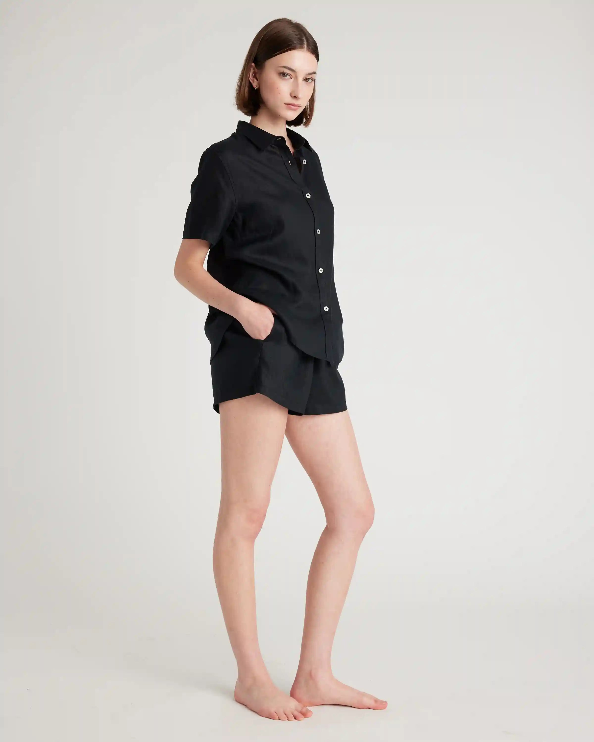100% European Linen Shorts Pajama Set
