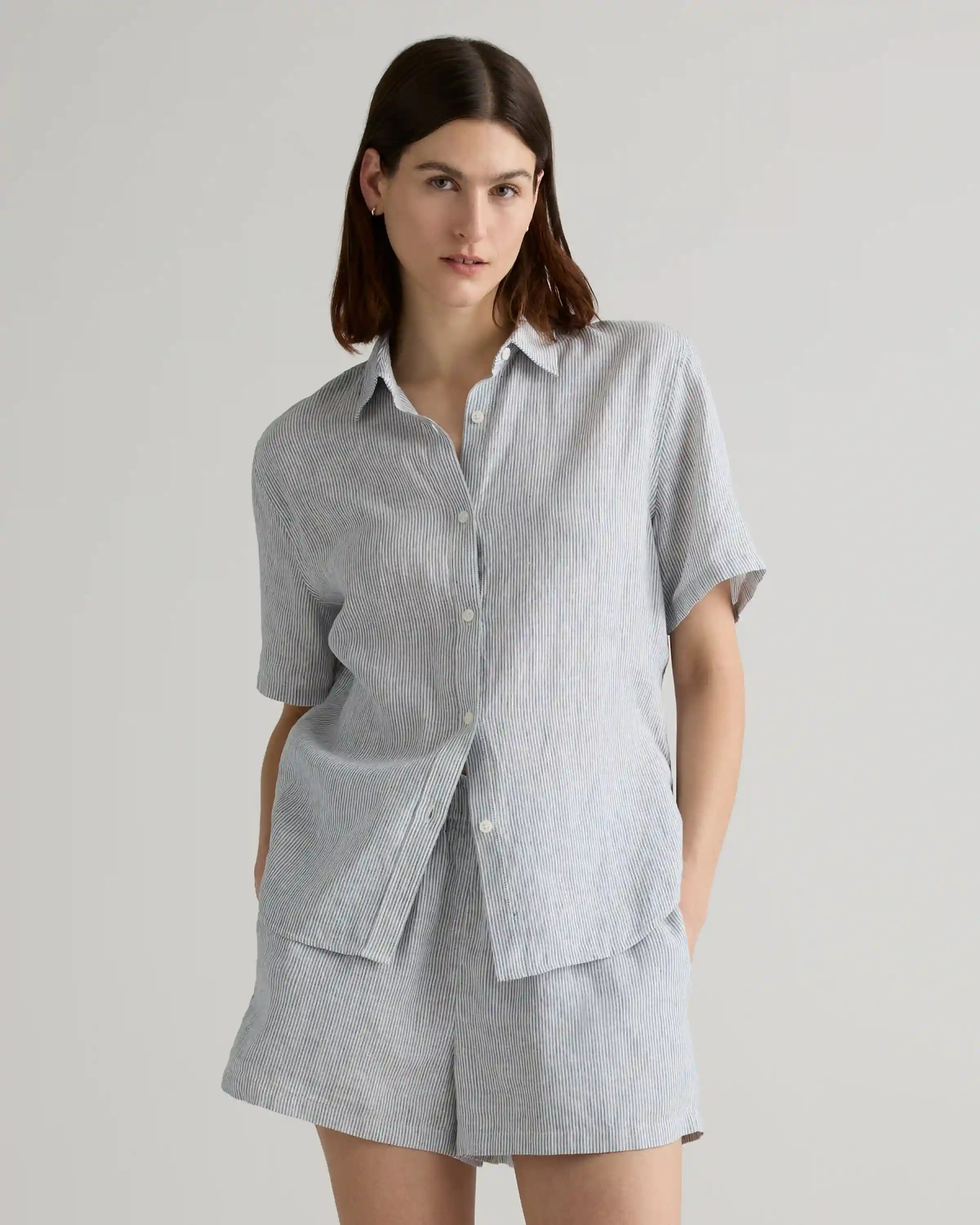 100% European Linen Shorts Pajama Set