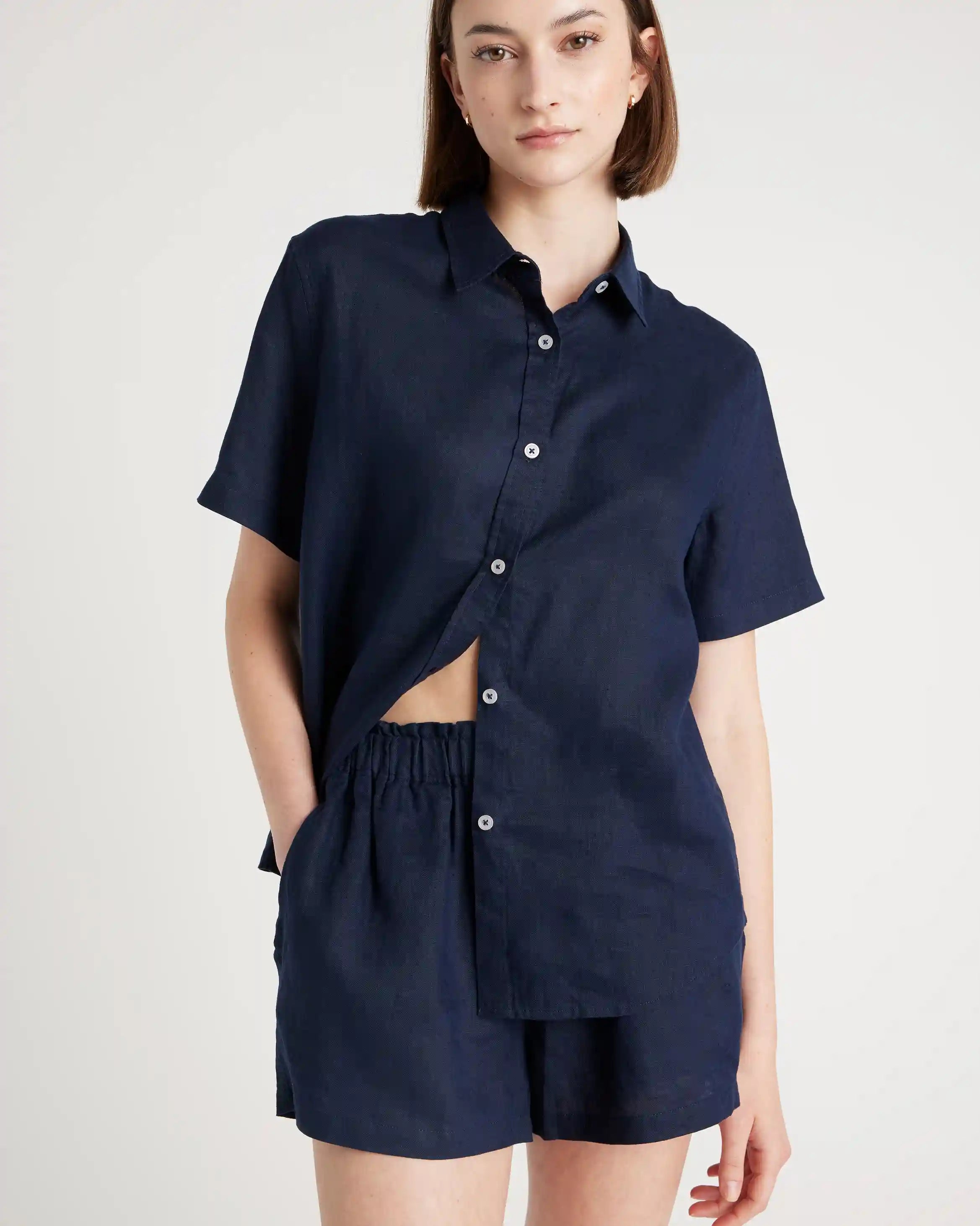 100% European Linen Shorts Pajama Set