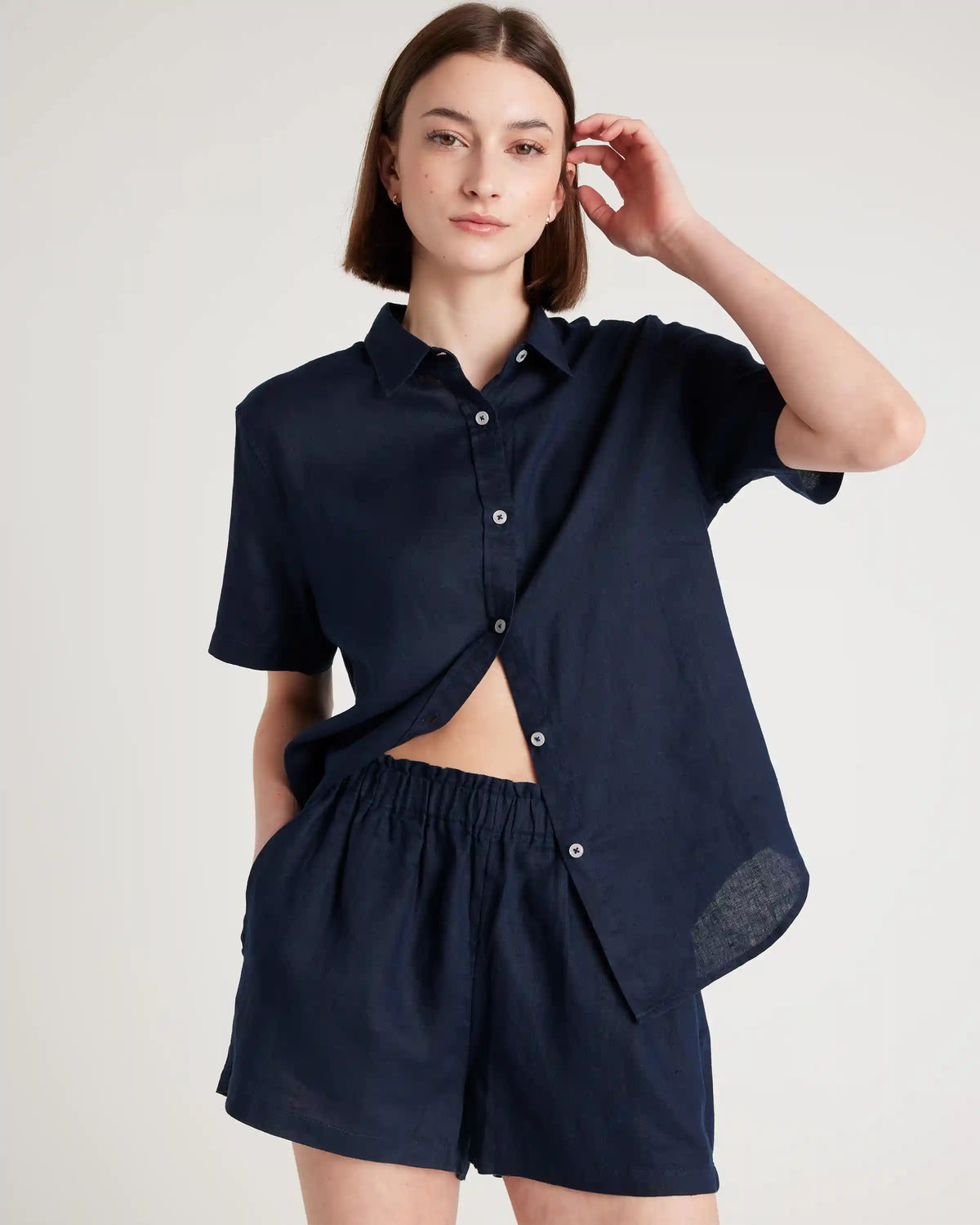 100% European Linen Shorts Pajama Set