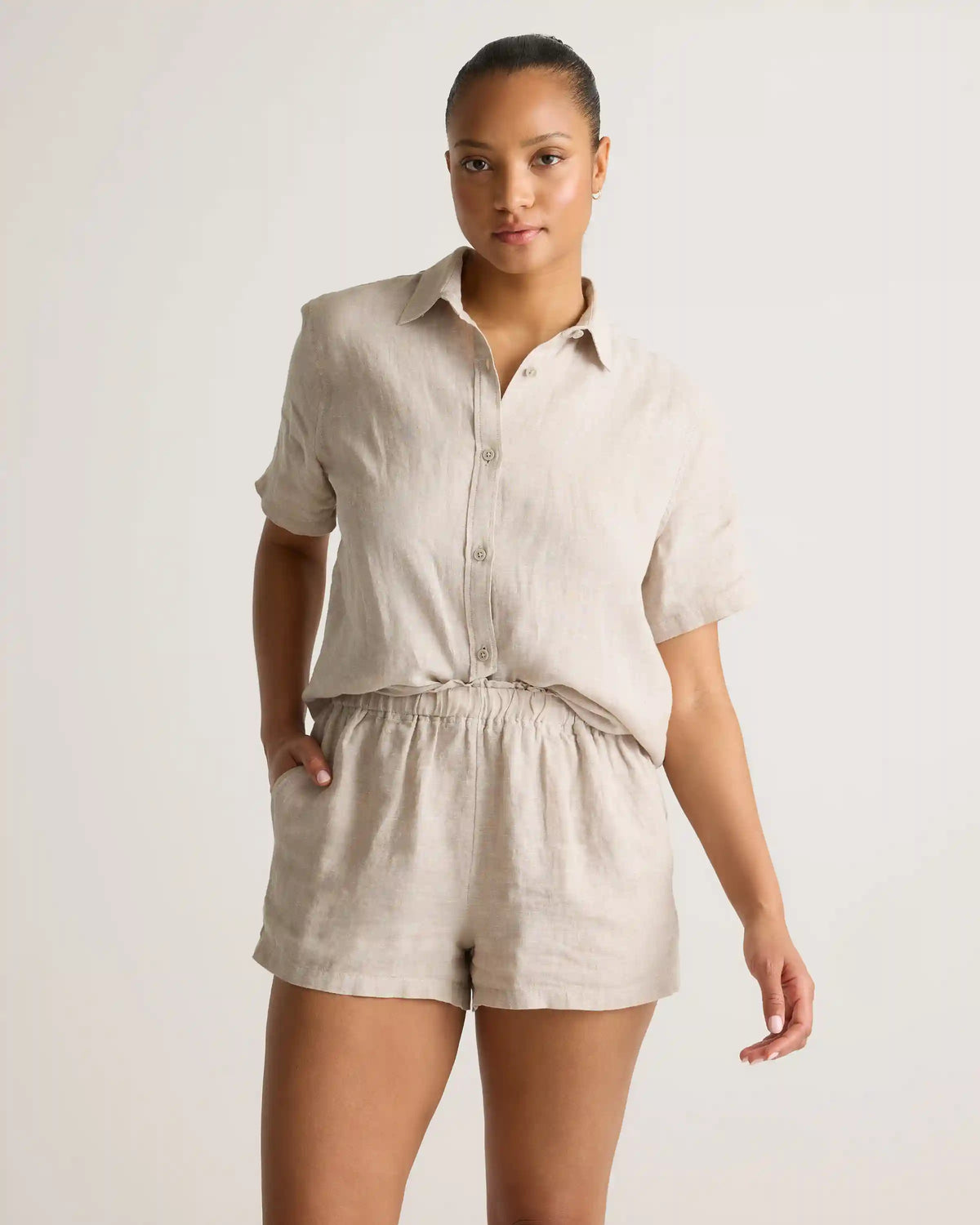 100% European Linen Shorts Pajama Set