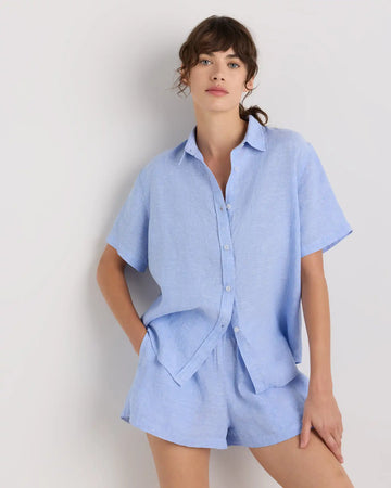 100% European Linen Shorts Pajama Set