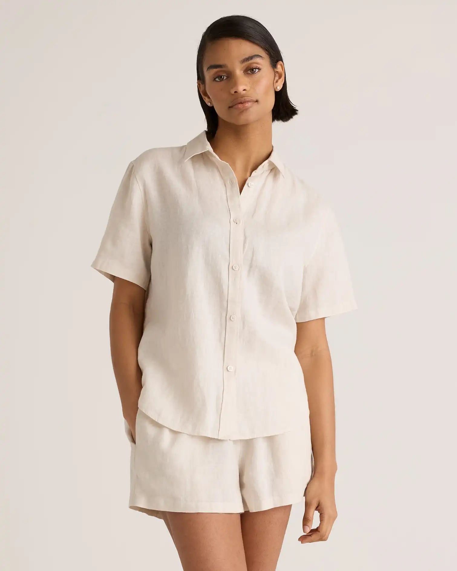 100% European Linen Shorts Pajama Set