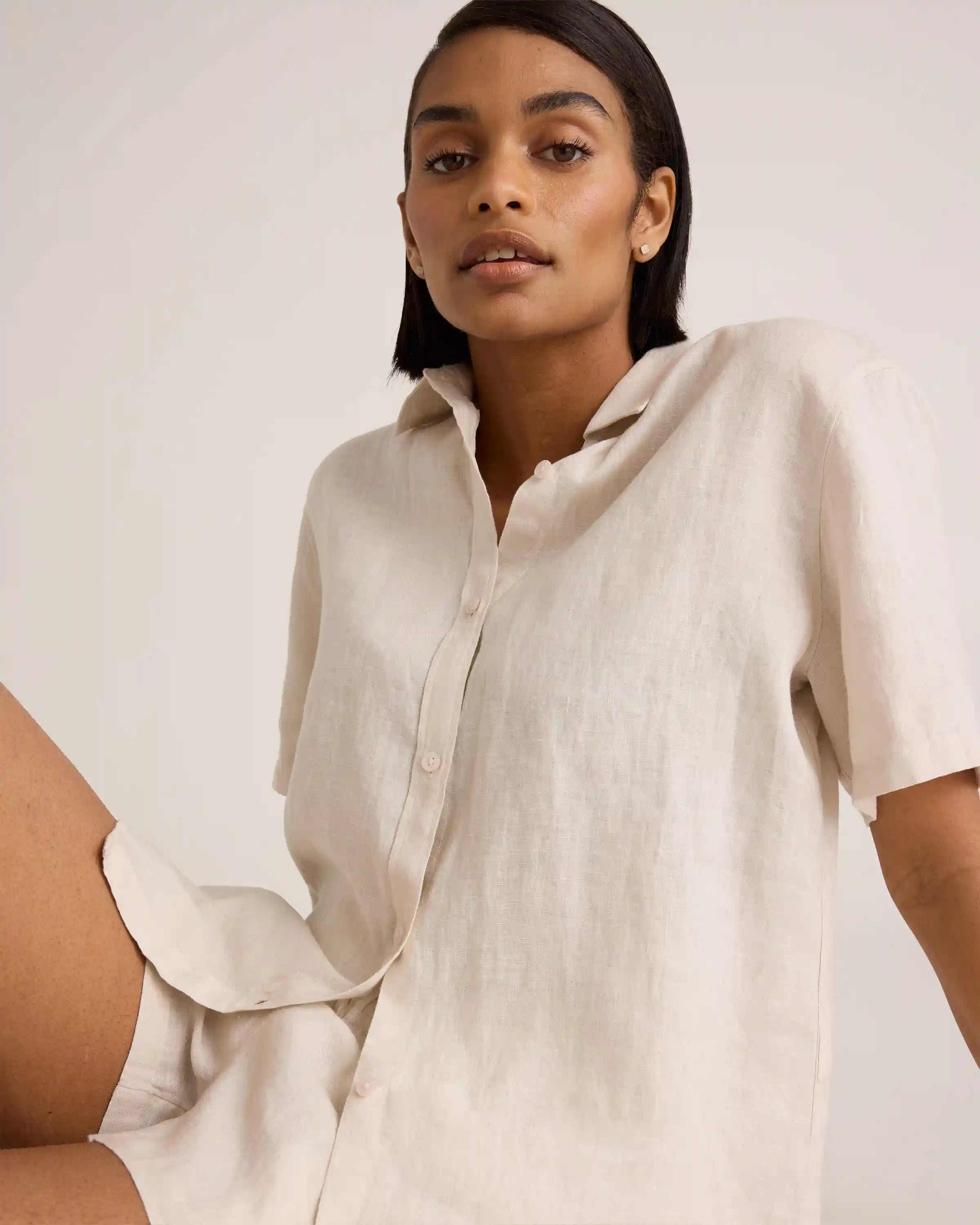 100% European Linen Shorts Pajama Set