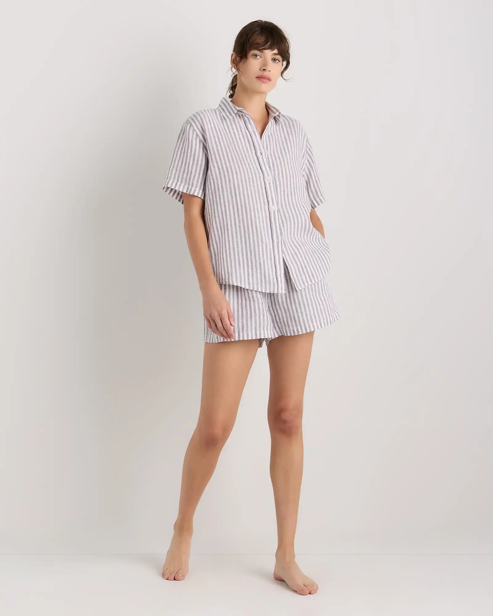 100% European Linen Shorts Pajama Set