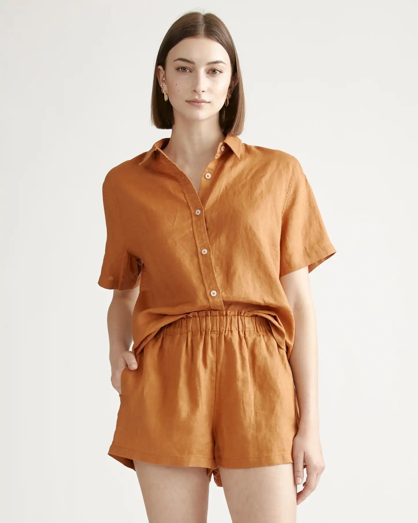 100% European Linen Shorts Pajama Set