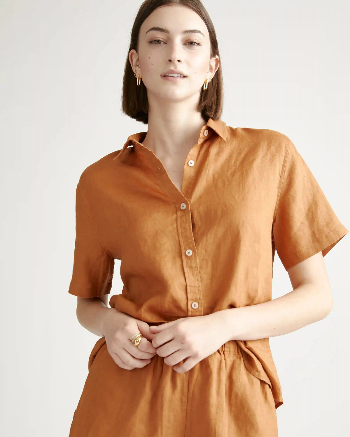 100% European Linen Shorts Pajama Set