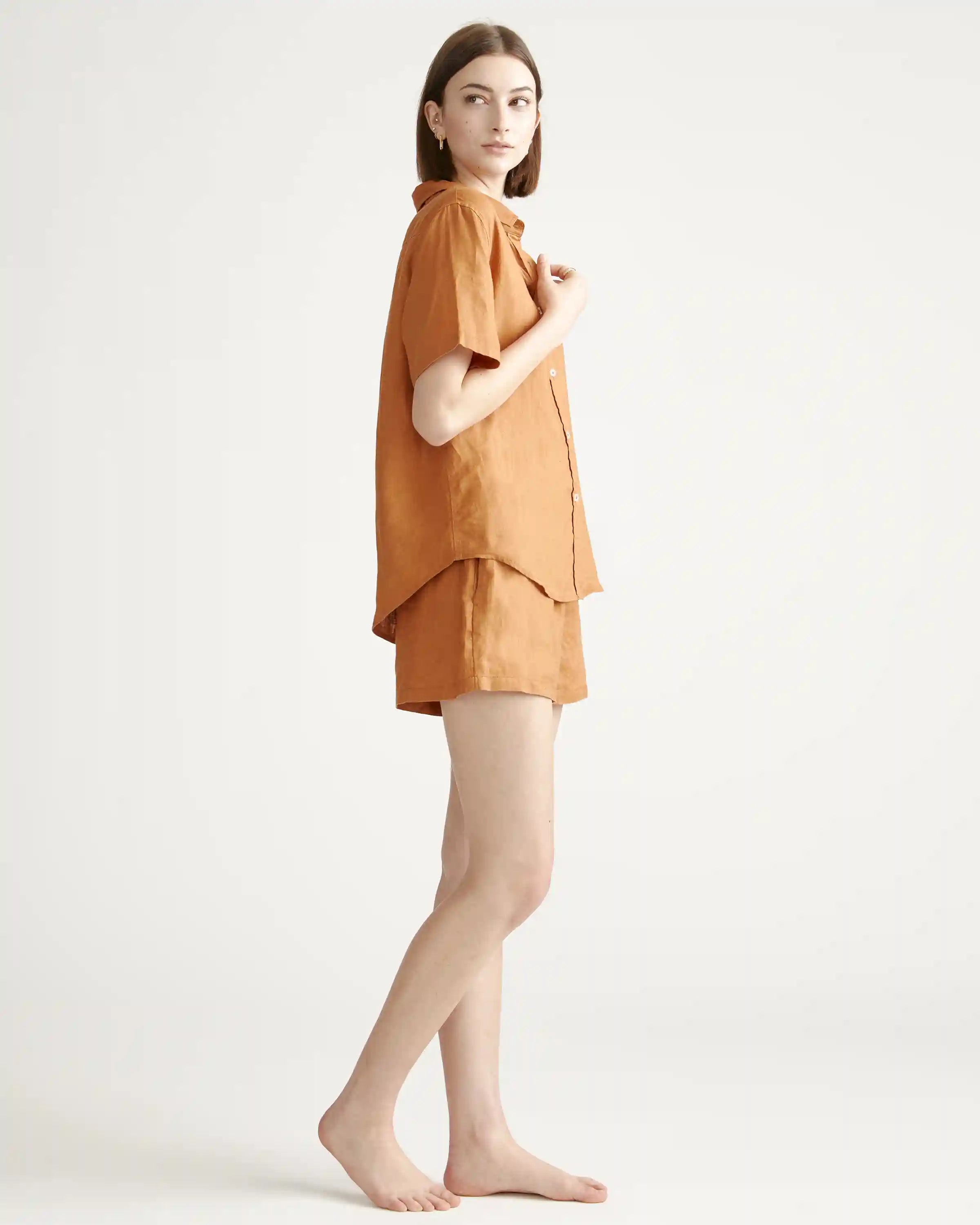 100% European Linen Shorts Pajama Set
